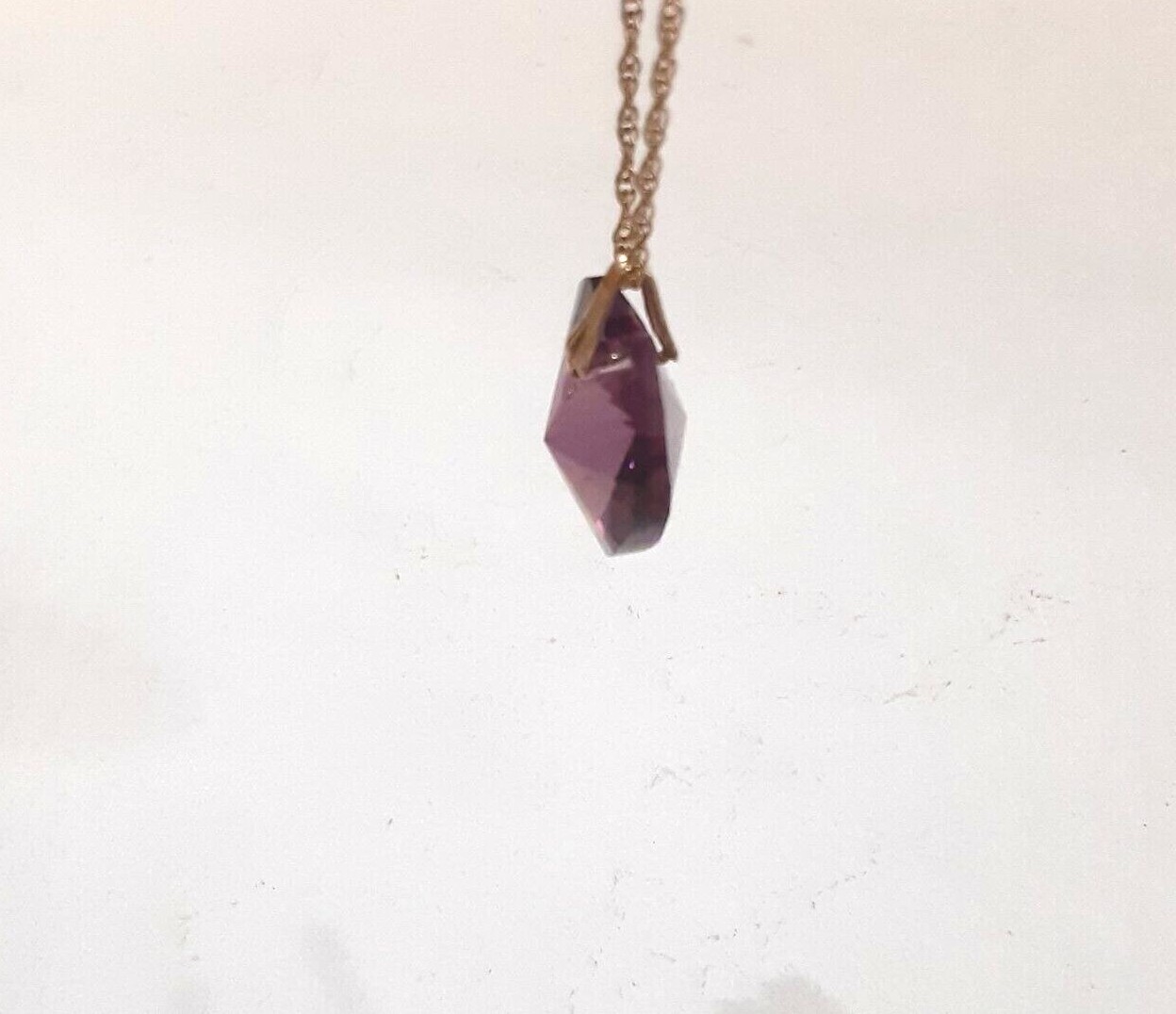 Purple Crystal Heart Pendant Necklace Gold Filled 18 mm 19 in