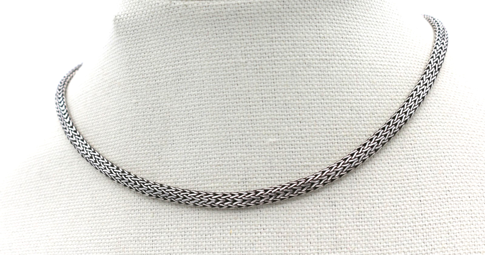 VTG John Hardy Sterling Silver 925 4.8mm Woven Spiga Wheat Chain Necklace 16”
