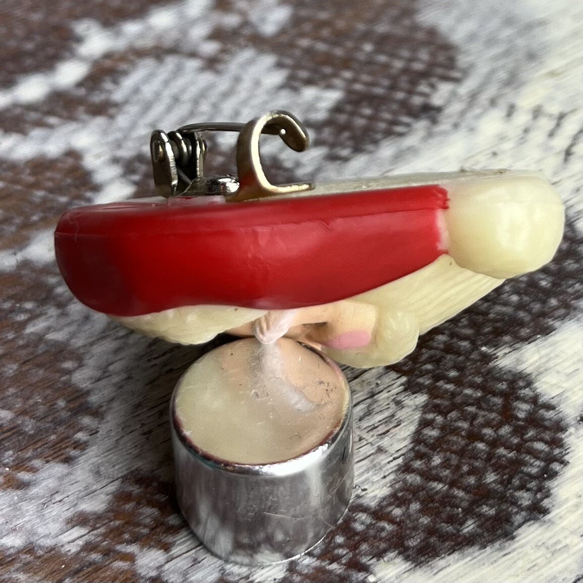 VINTAGE 70s 80s Lehman Fun World Santa CLAUS Smiling Face Brooch Christmas Pin
