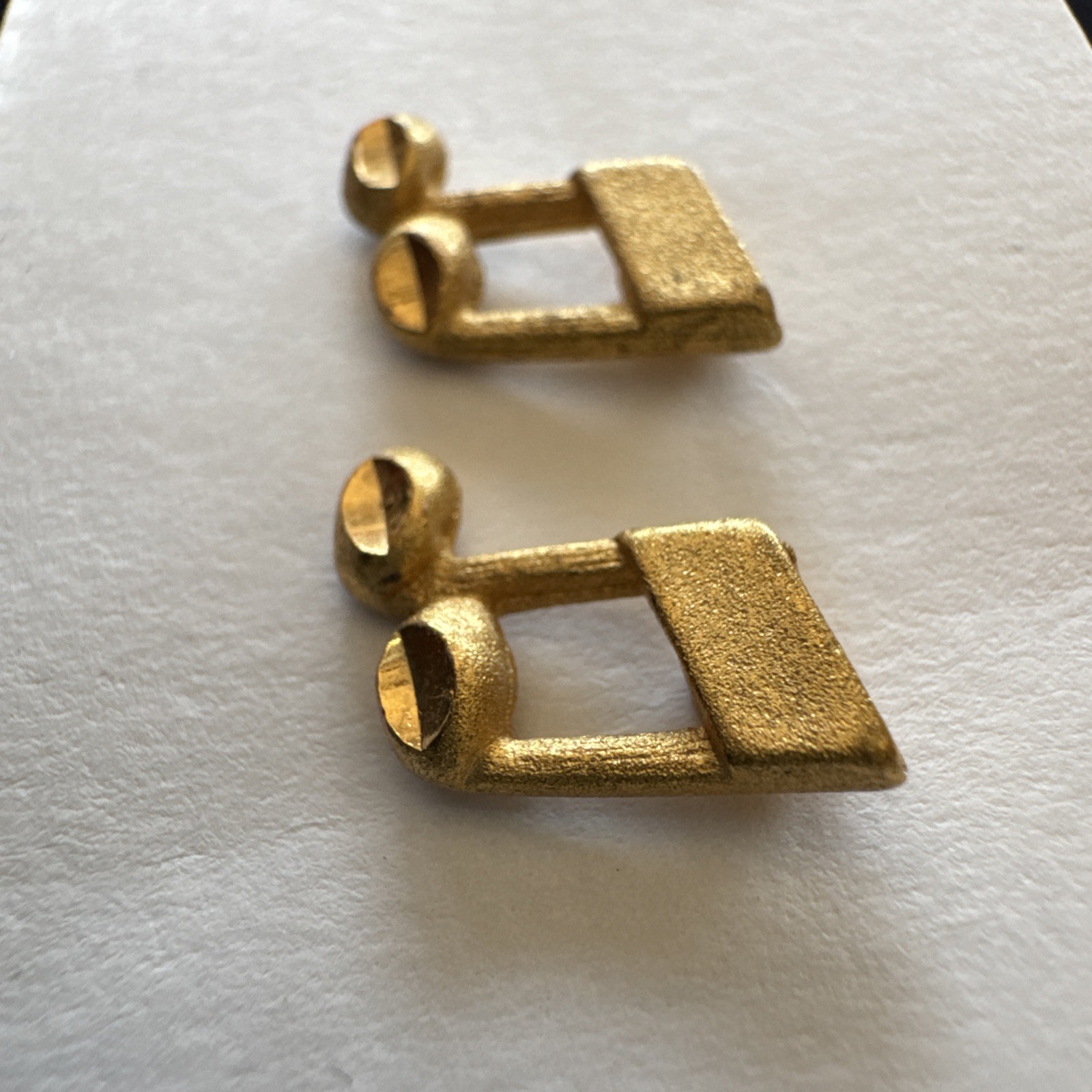 Vtg Earrings Small Florentine Music Eighth 8th Notes Gold Toned Studs 1980s J