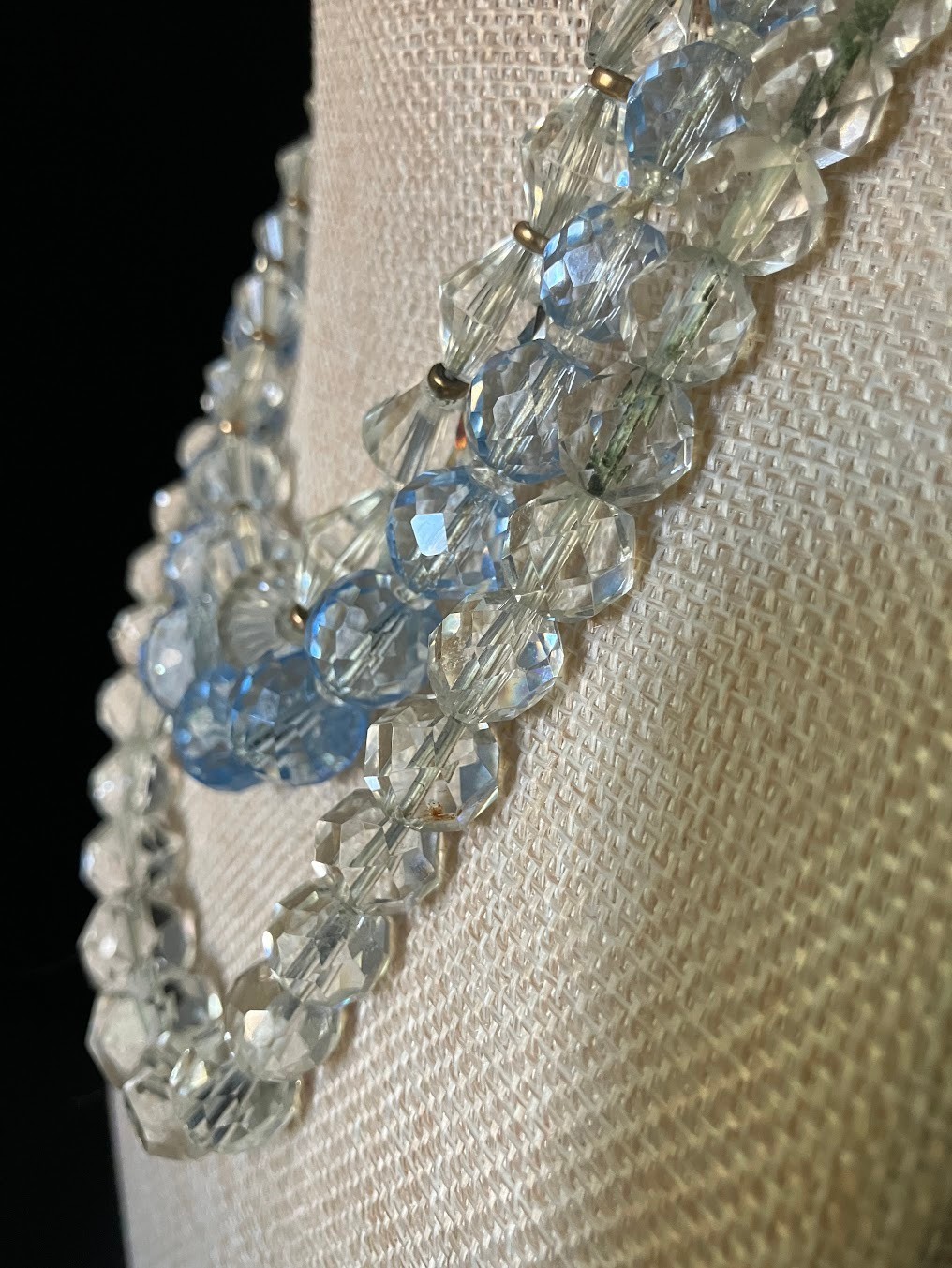 Vintage Faceted Crystal Glass Necklace Lot Cones Rounds FOR RESTRINGING UPCYCLE