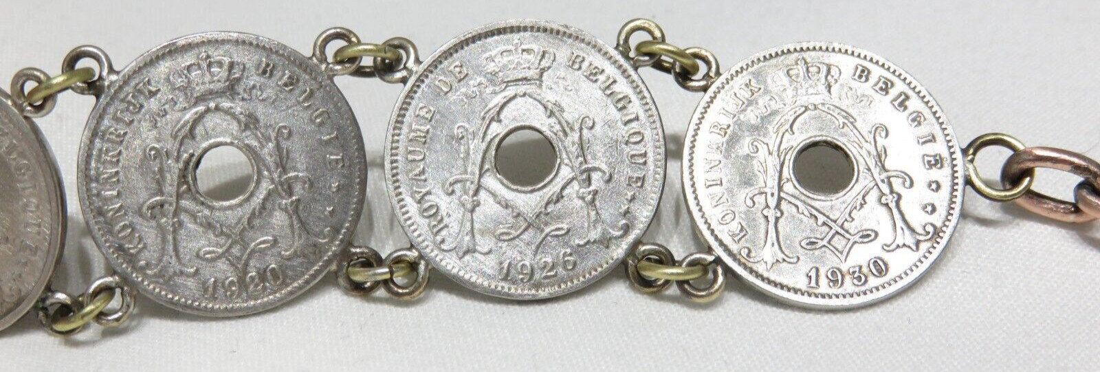 Antique 5 Centimes 1900’s Belgium Coin Chain Link Bracelet Lot 2301 lisasfinds