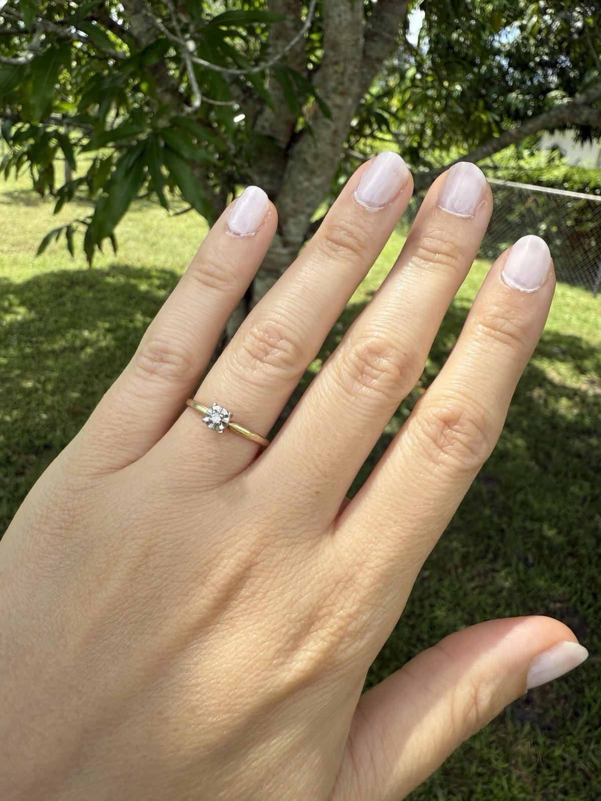 Vintage 1950s Mid Century 10K Gold Illusion Diamond Ring Size 5.5 Minimalist