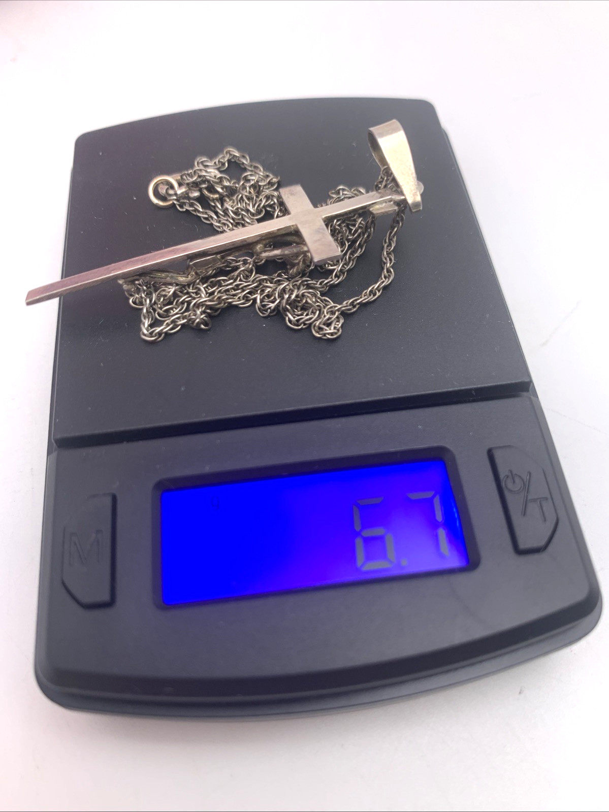 VTG 925 Sterling Silver Crucifix Necklace Italy Jesus Cross Pendant 6.7g