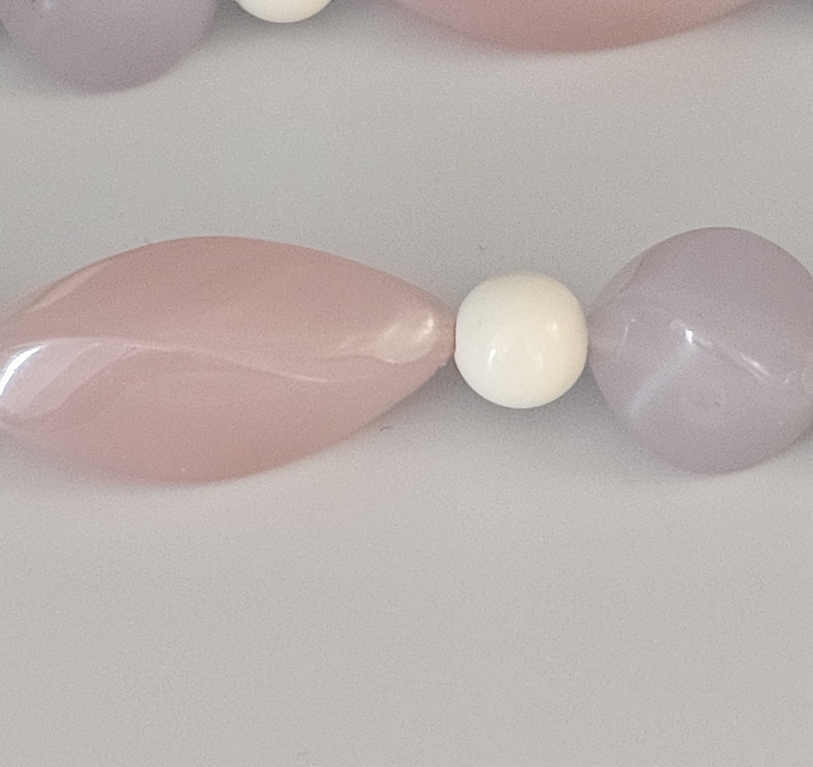 Vintage Glass Beaded Necklace Pink Purple White 27 Inches Retro Costume Jewelry