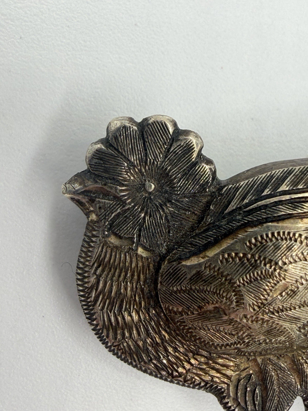 Vintage Silver Quetzal Bird Brooch Signed La Dama Studio Guatemala 900 Silver