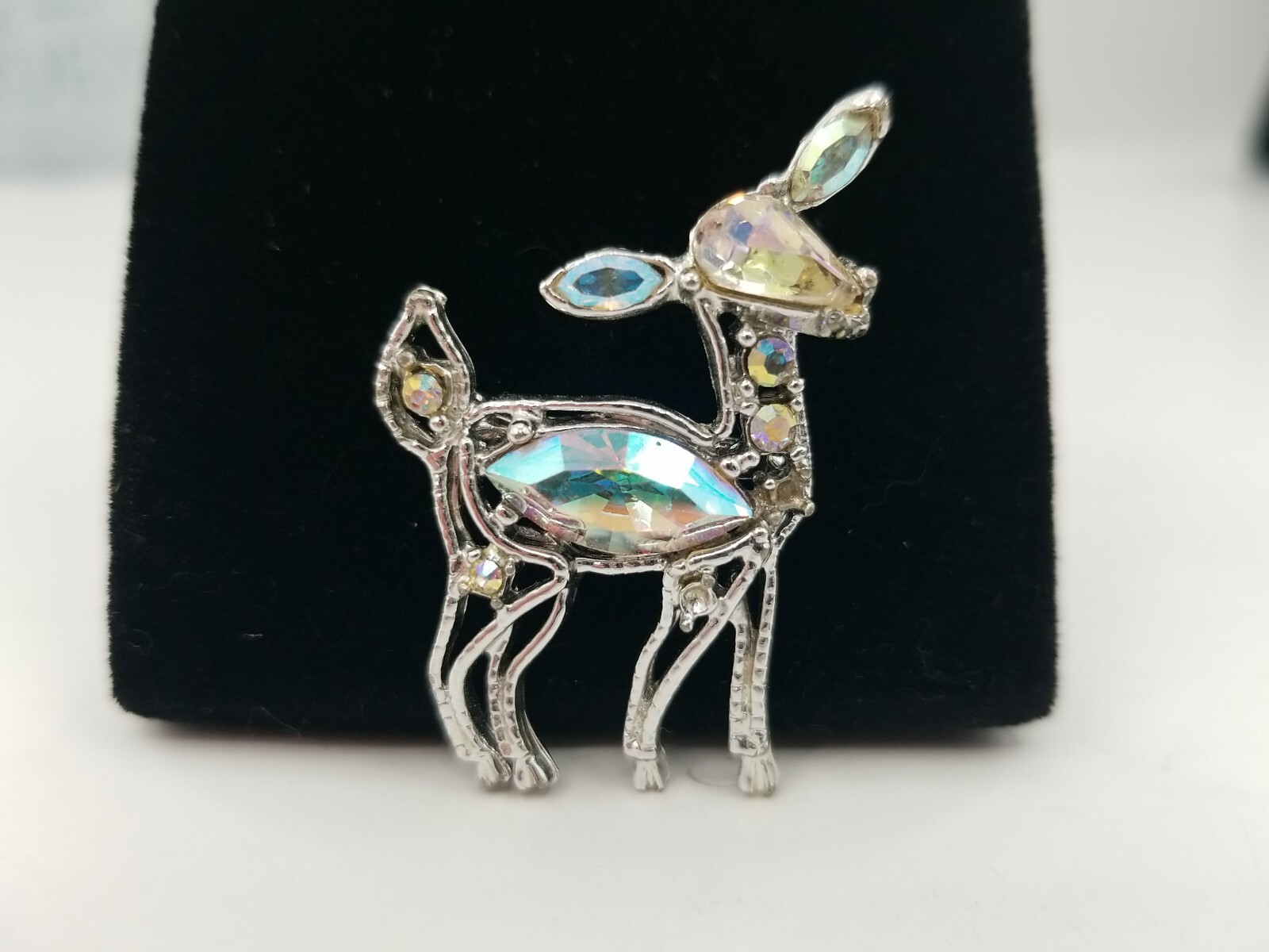 Christmas Reindeer Rhinestone Brooch Pin. See Description Below.