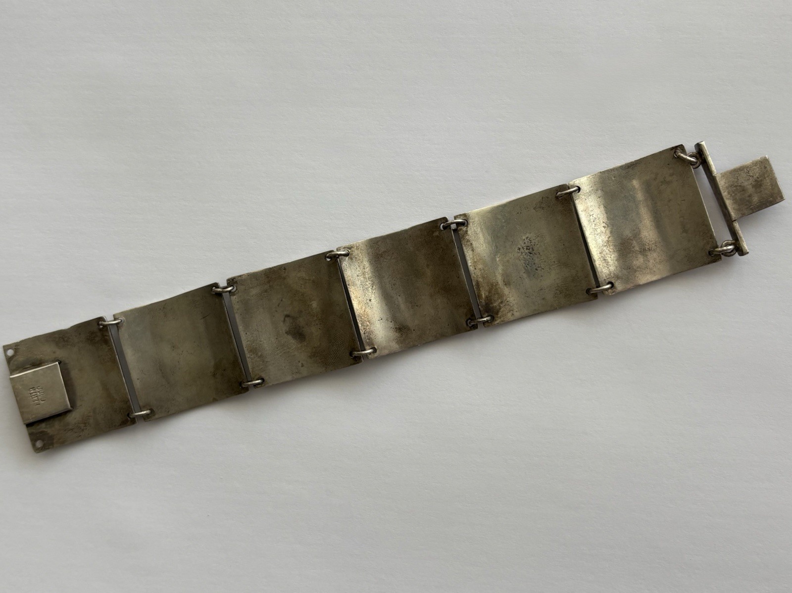 Vintage Silver Peru Panel Bracelet Ethnic Wide Heavy 7.25in 900 Plata 63.45g