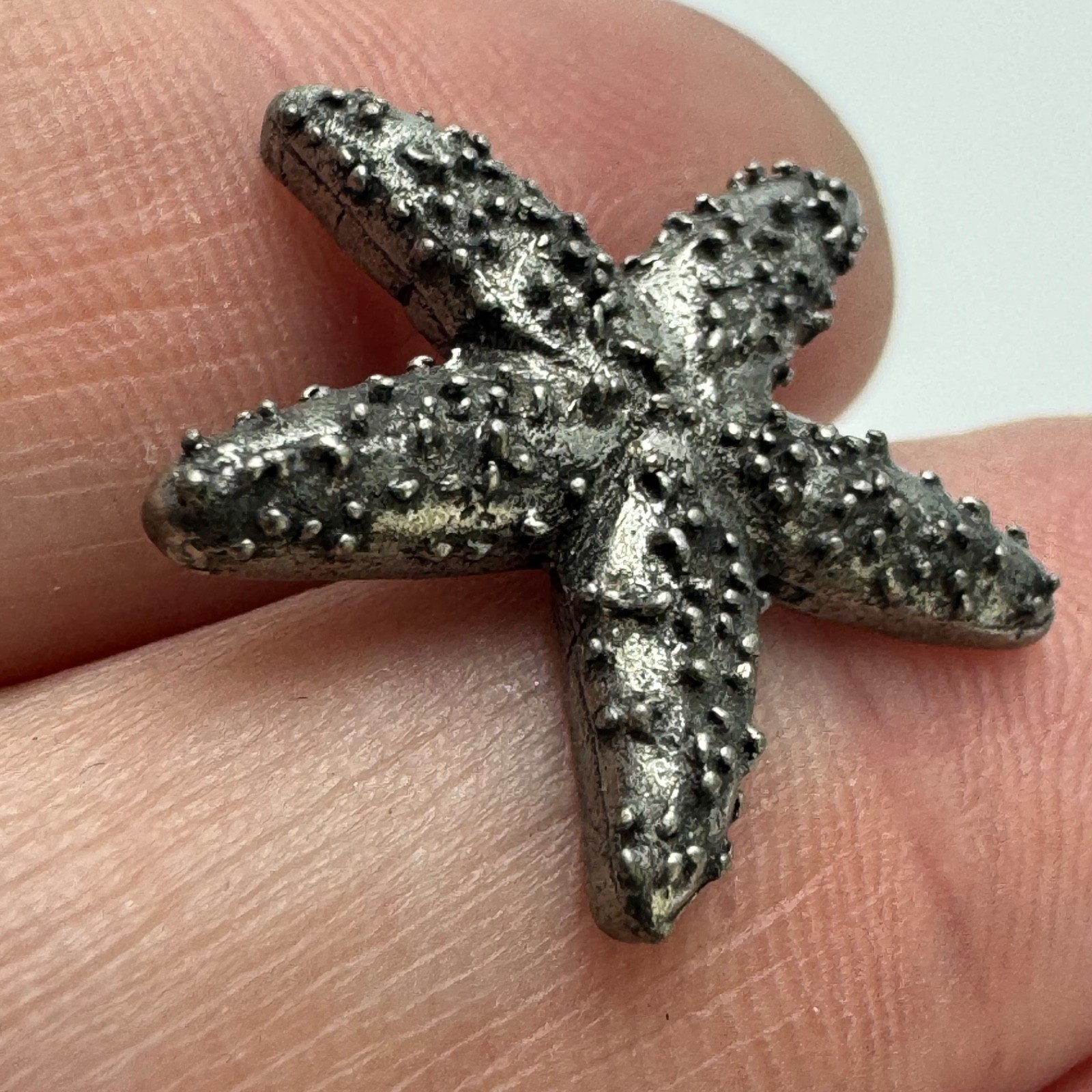 Vintage Clift Pewter Starfish Lapel Pin Sea Life Ocean Beach Textured Silver