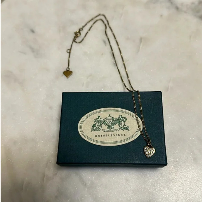 Vintage Glass Works Studio Charm Necklace w/Heart Pendant! Great cond!