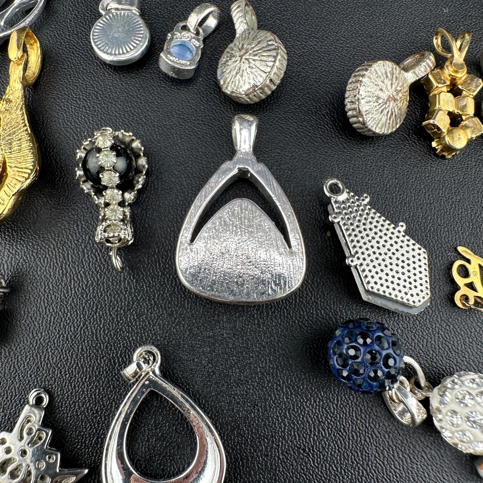 Vintage to Now Crystal Rhinestone Pendant Charm Lot of 28 Silver Gold Tone Mix