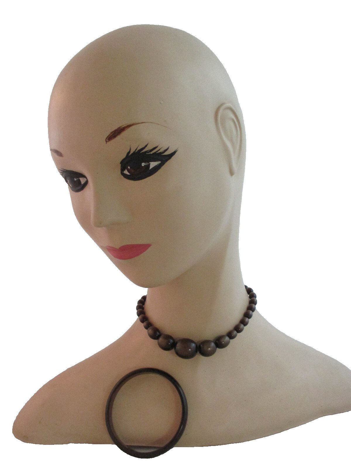 Vintage 1940-50’s Graduated Brown Moonglow Choker Necklace Hook Clasp & Bracelet