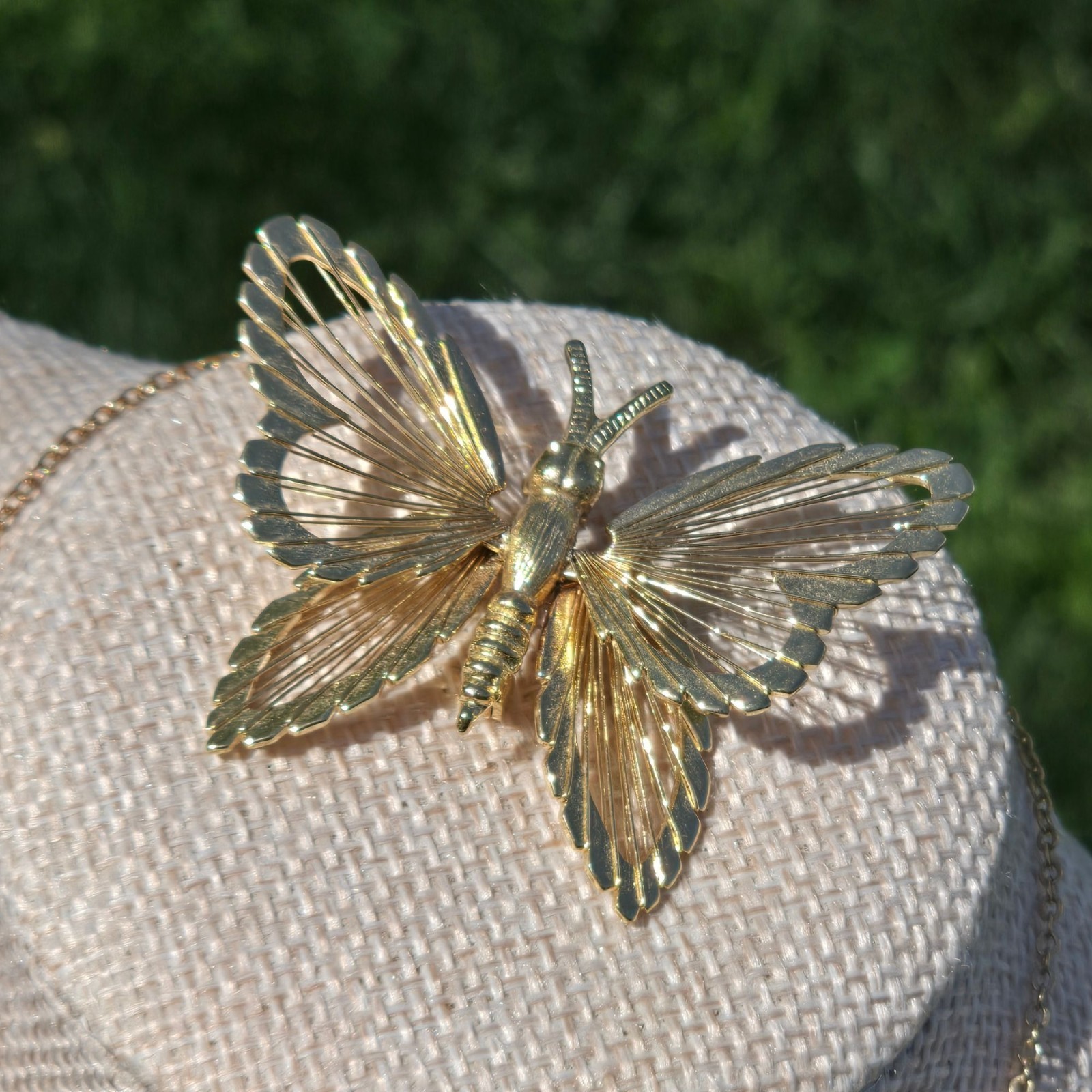 Vintage Monet Butterfly Brooch Gold Tone signed Pin Statement Minimalist jewelry