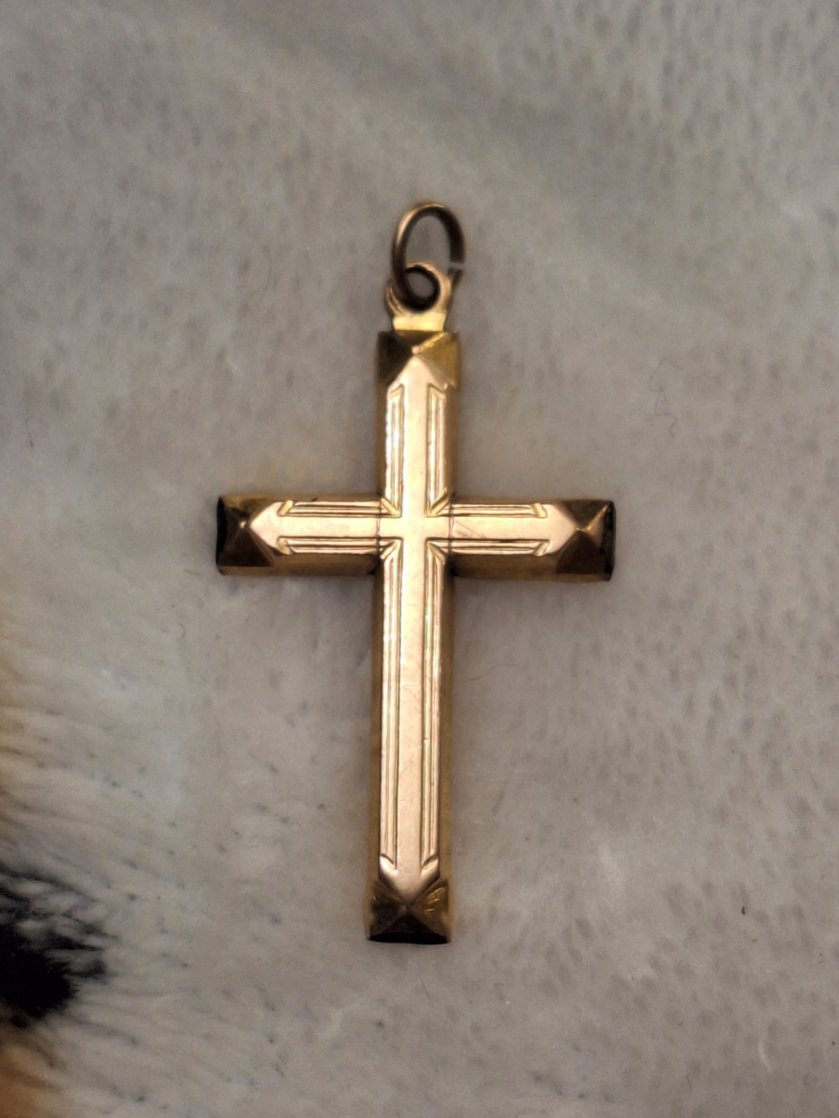 VTG 1/20 12k GF Gold Filled Etched Cross Pendant 1 1/4″