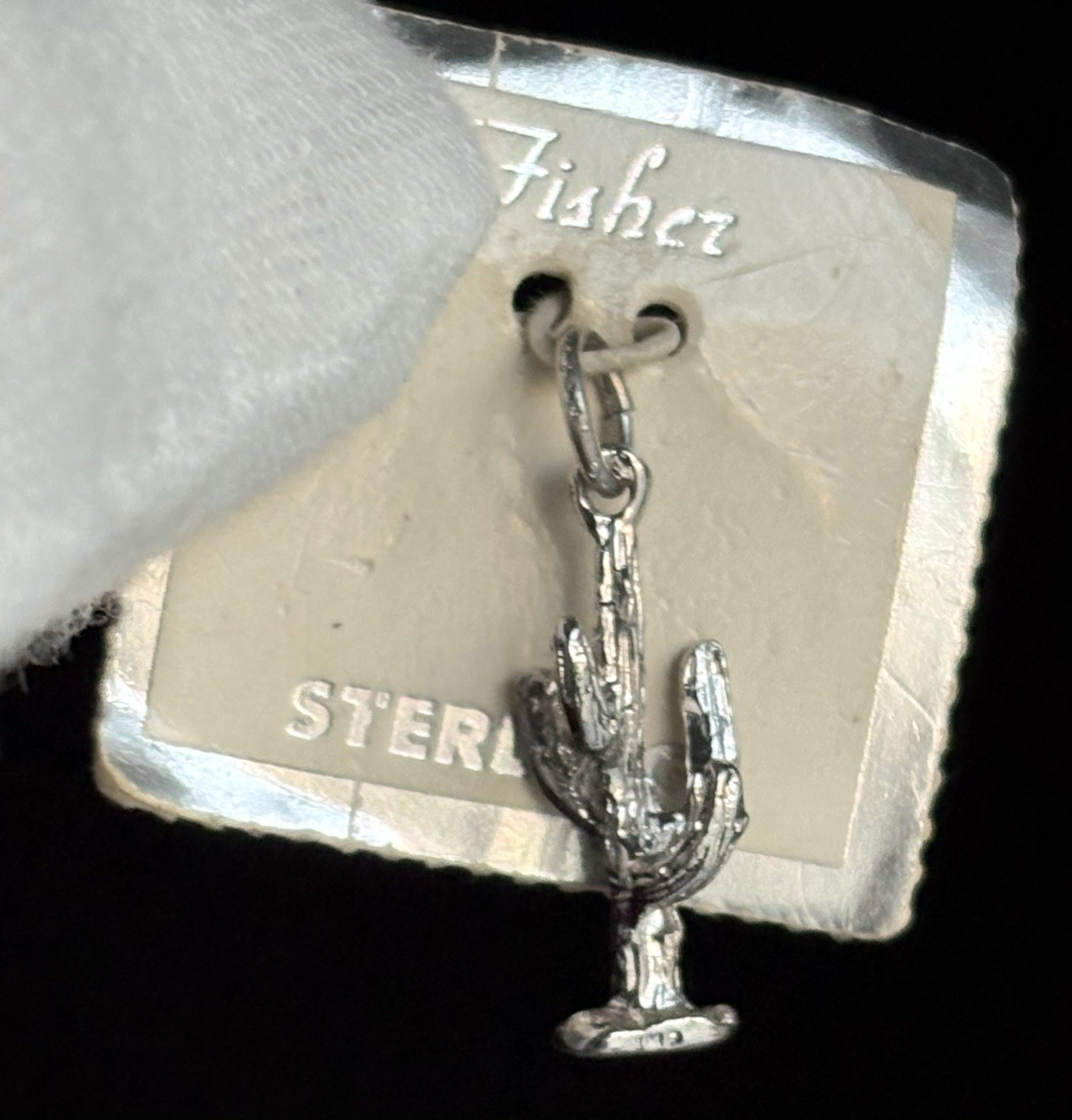Sterling Silver Saguaro Cactus Desert Western Charm Pendant Vintage STG Fisher