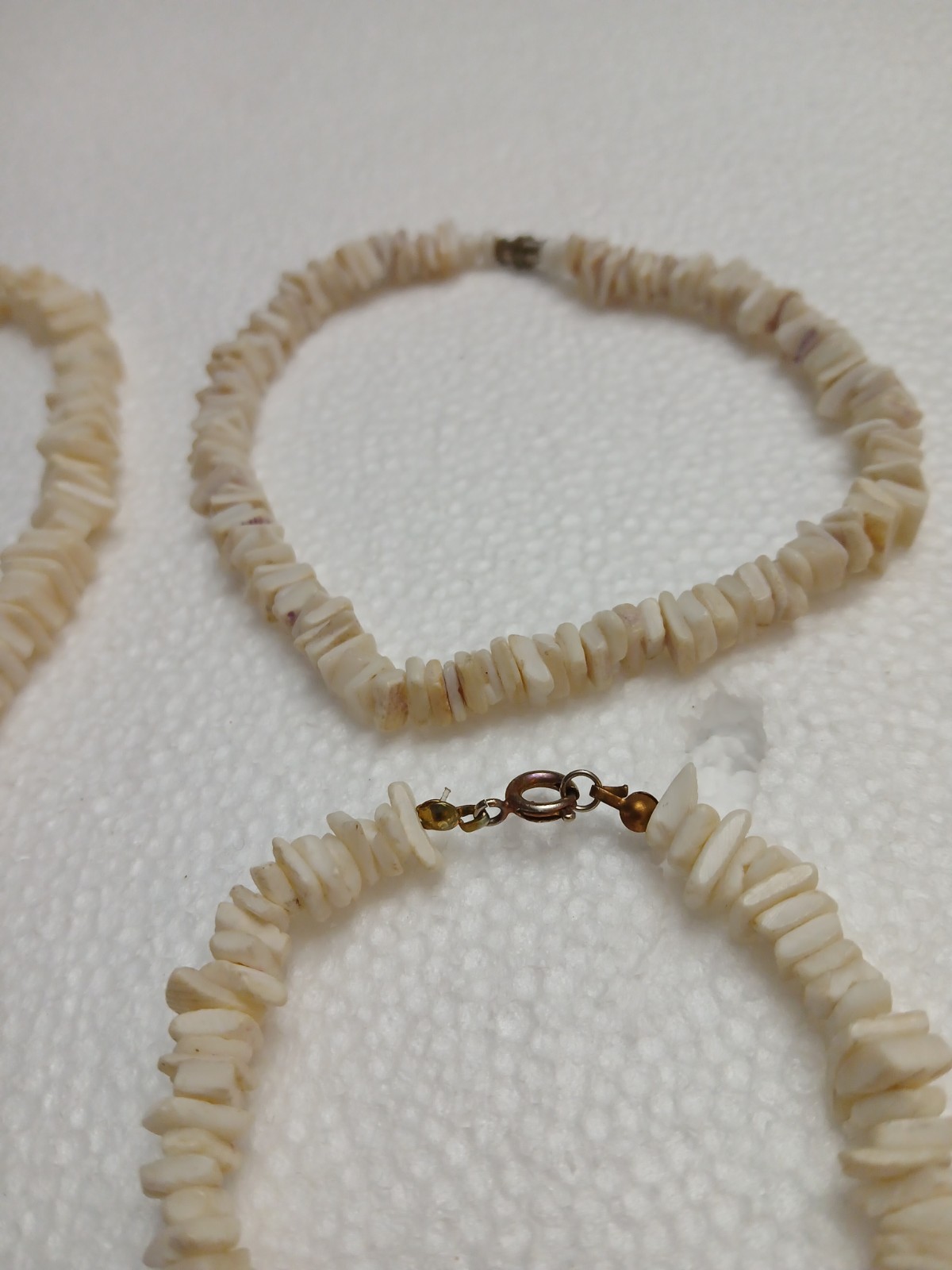 Puka Shell Chips Necklace 3 Pc Statement Necklace, Wrist & Ankle Bracelets