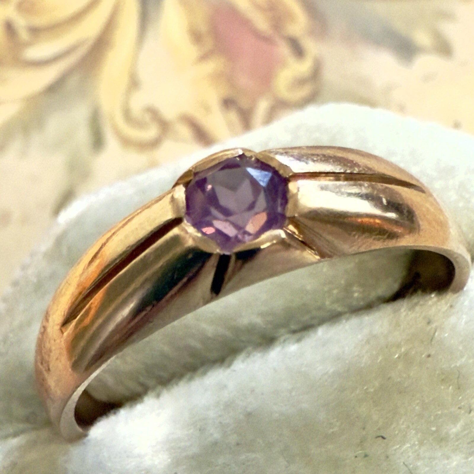 Size 8 – Stylish Vintage 583 14k Rose Gold Ring – East European USSR Era #1593