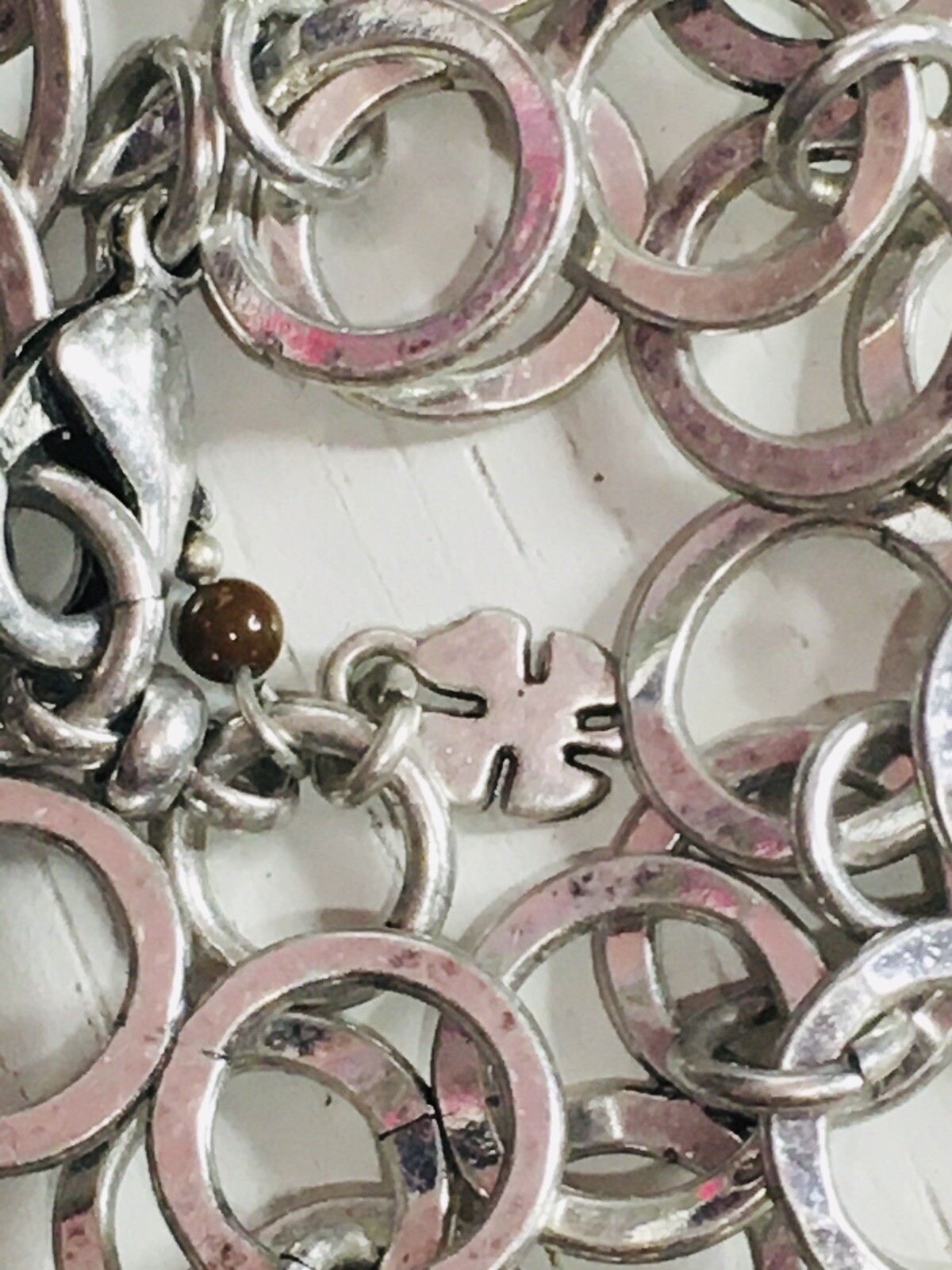 Lucky Brand Necklace Classic Silver Tone Double Circle Link Chain Adjustable