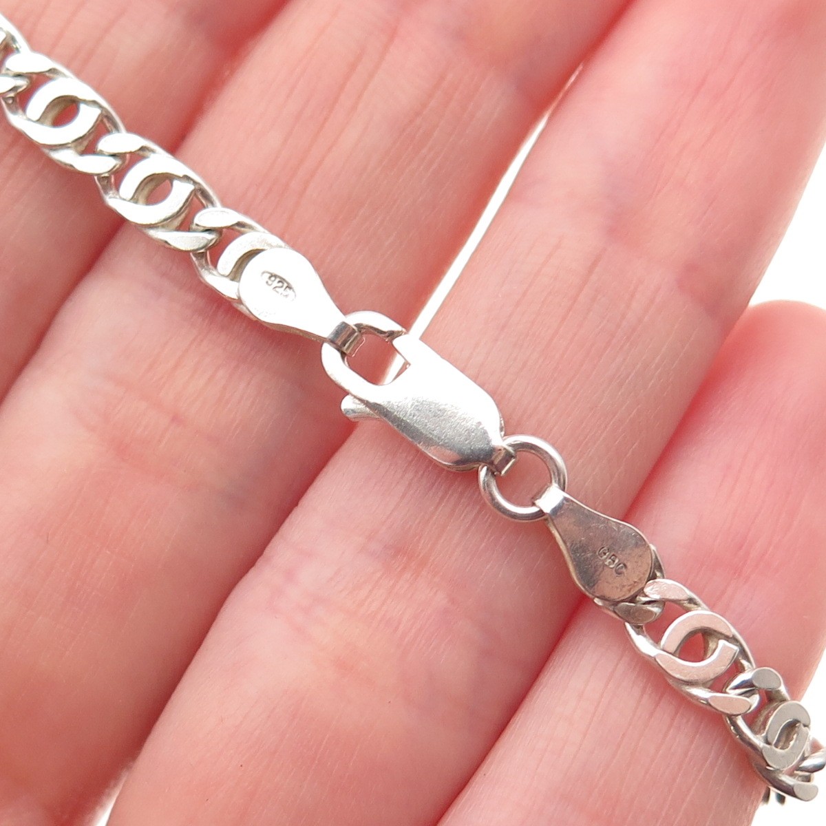 925 Sterling Silver Vintage Italy Anchor Mariner Link Bracelet 7″