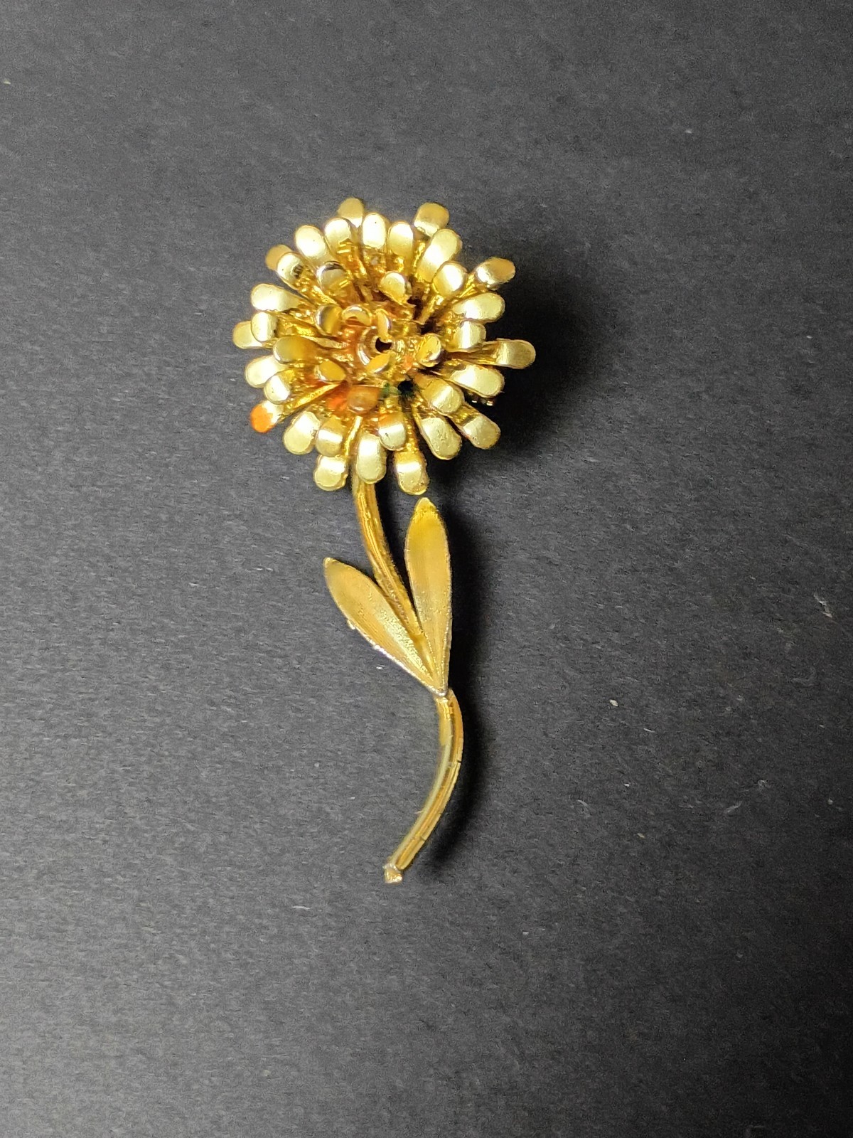 TWO Vintage Floral flower Brooch Pin Gold Tone