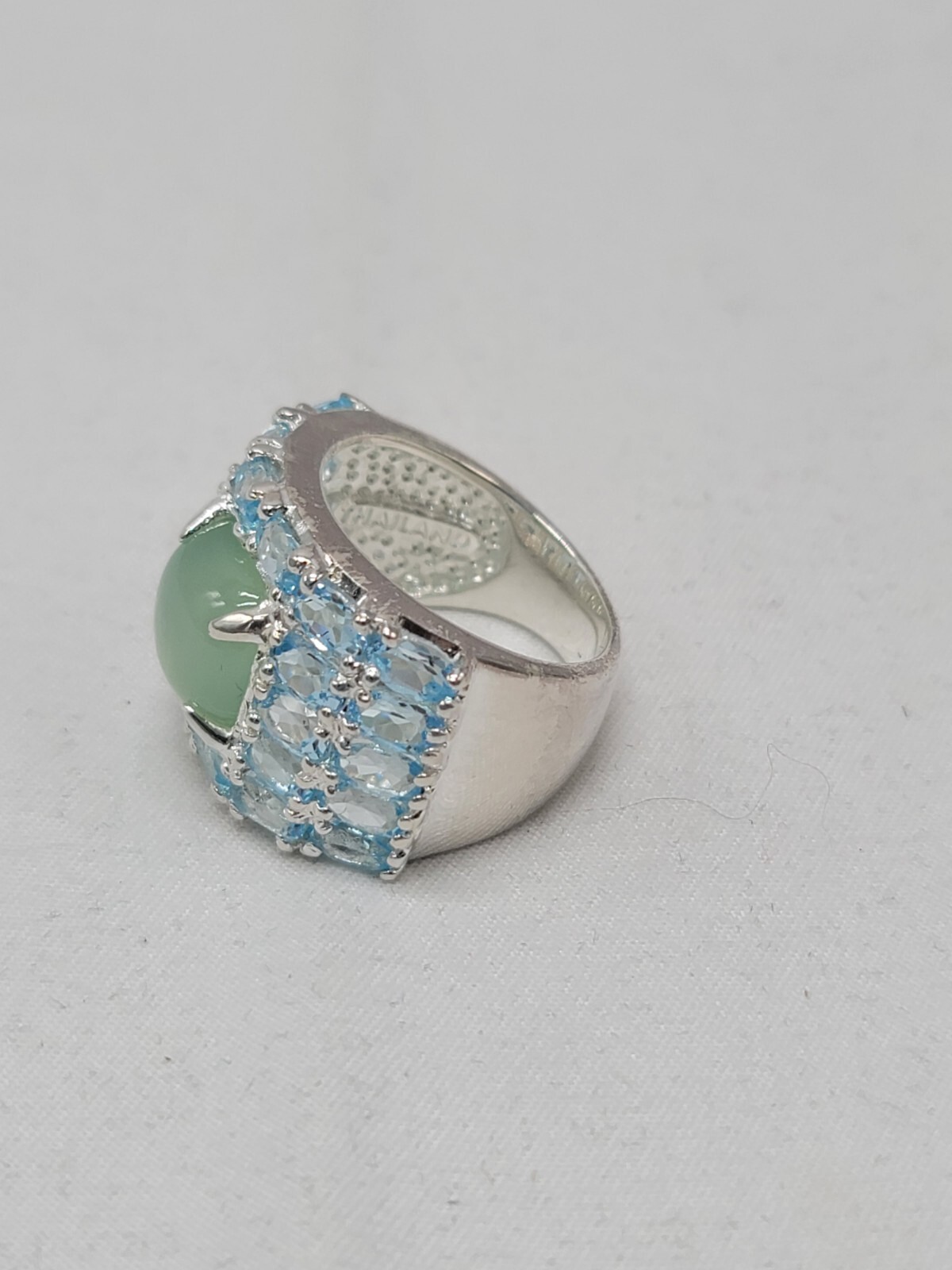 Chalcedony Blue Topaz Ring Size 7 Statement 925 Sterling Silver New In Box HSN