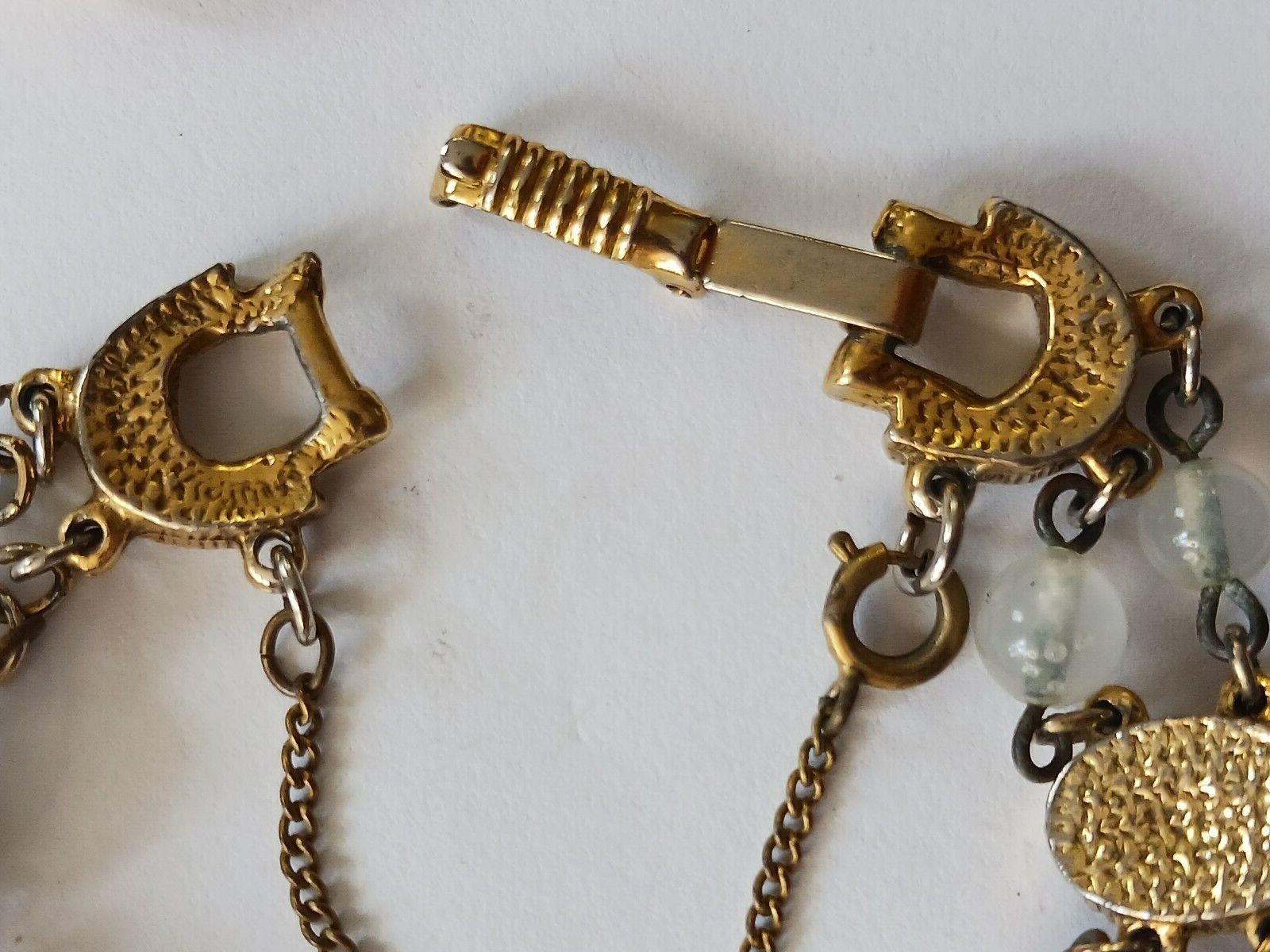 Vintage bracelets. box clasp. safety chain lock, Anchors, stones, rhinestones. 4