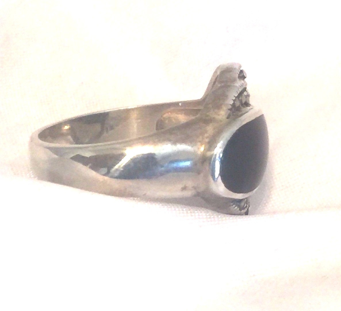 Vintage Sterling Silver Ring Onyx & Marcasite Size 7 5.7g