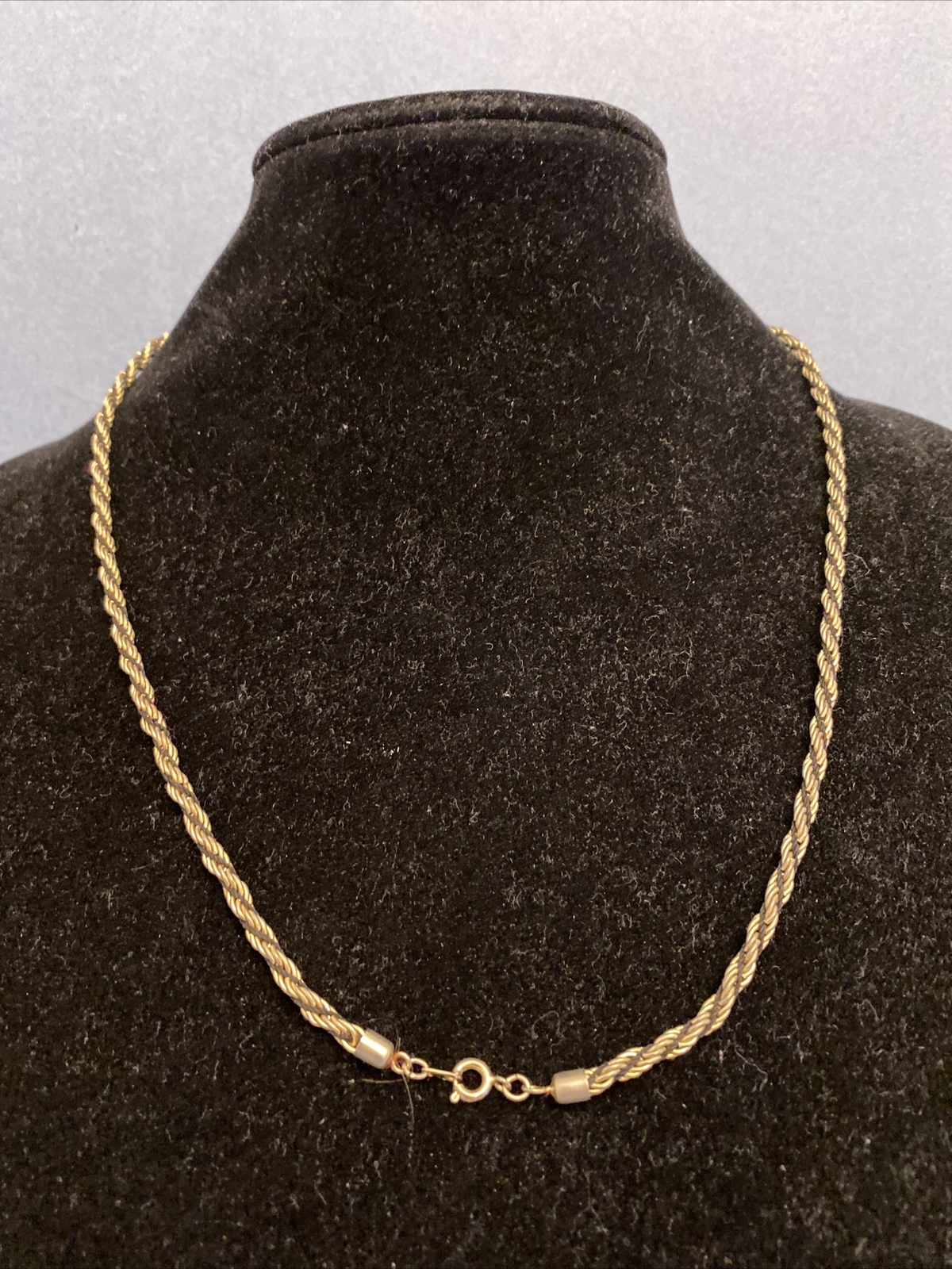 Gold Tone .15 Inch Wide Black Cord Wrapped Rope Chain Fashion Necklace 23.5 Inch