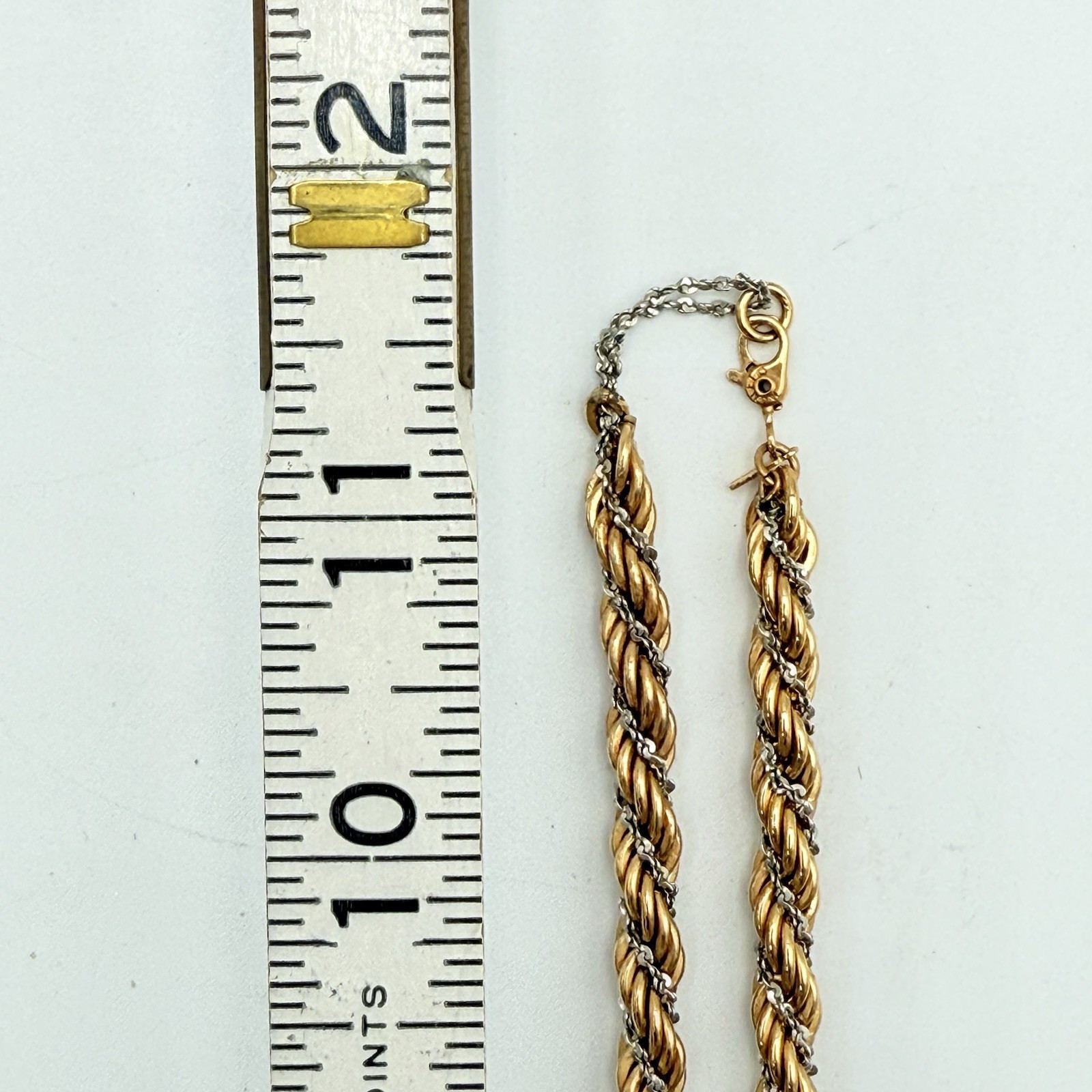 Vintage Monet Necklace Gold Tone Rope With Entwined Silver Tone Chain 23”