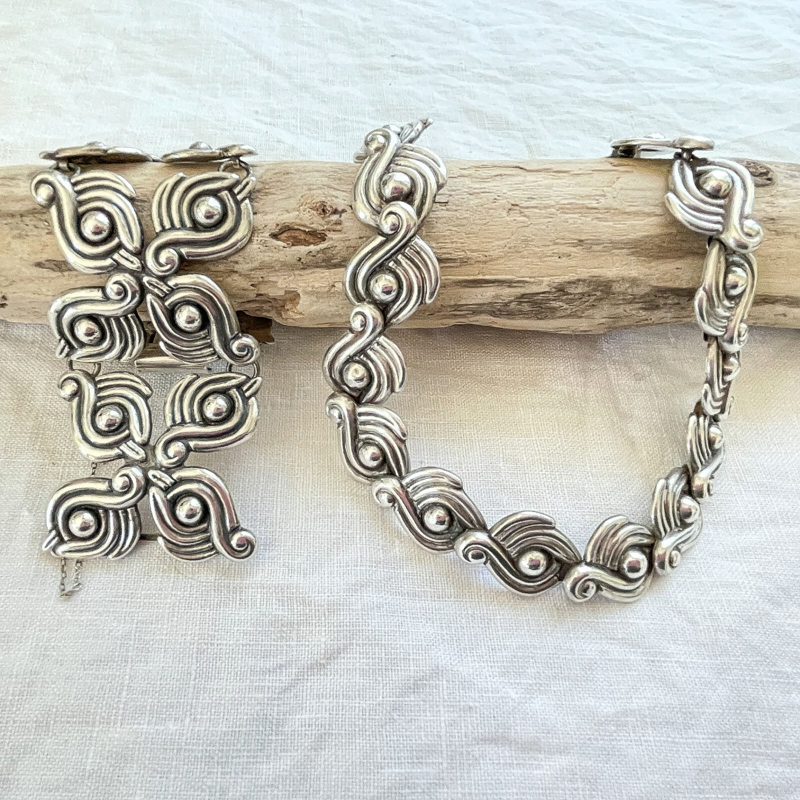 Vintage Los Castillo Necklace/Bracelet Set #122, Taxco Mexico Sterling