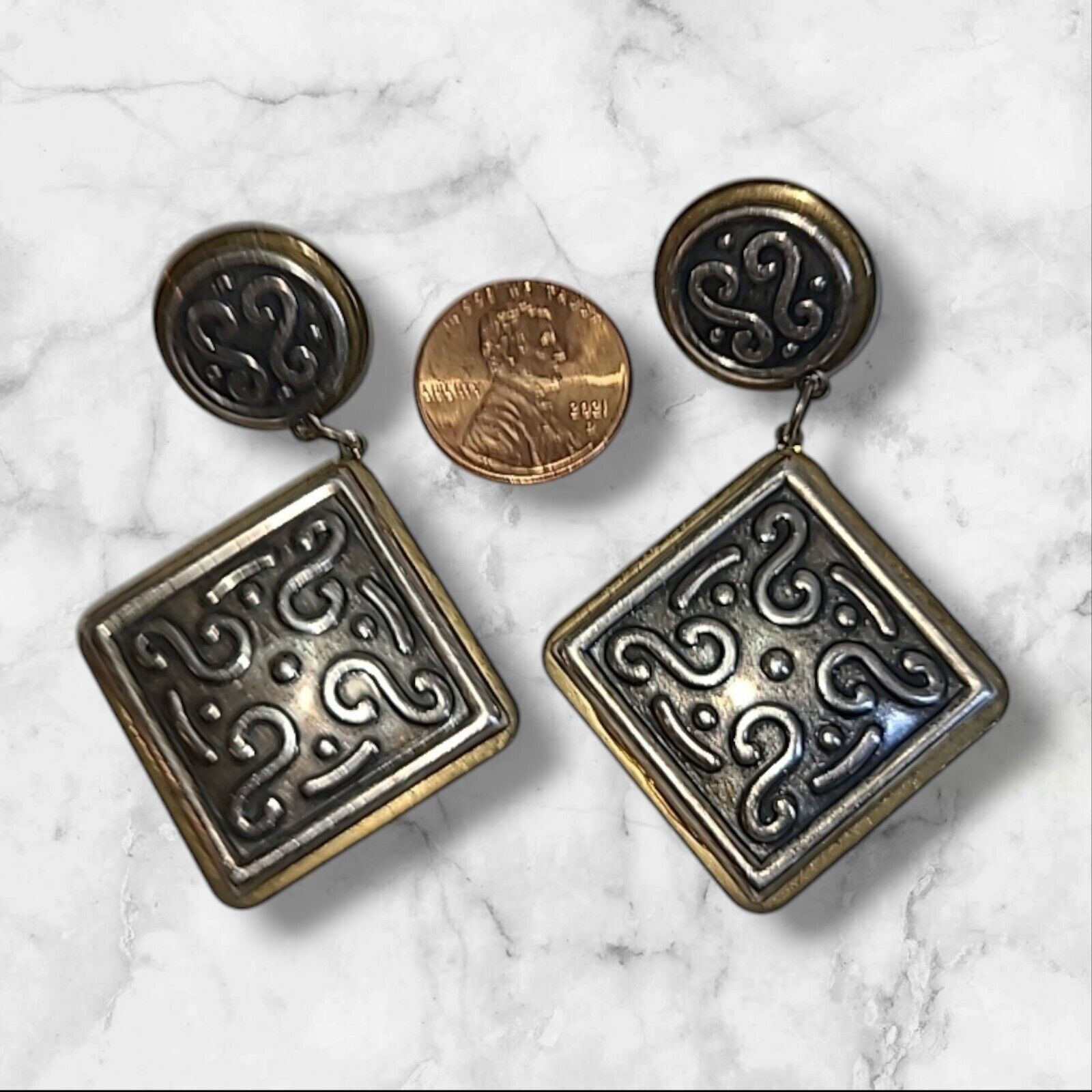 Vintage ’80s Mixed Metal Do Not Enter Dangle Earrings Pierced