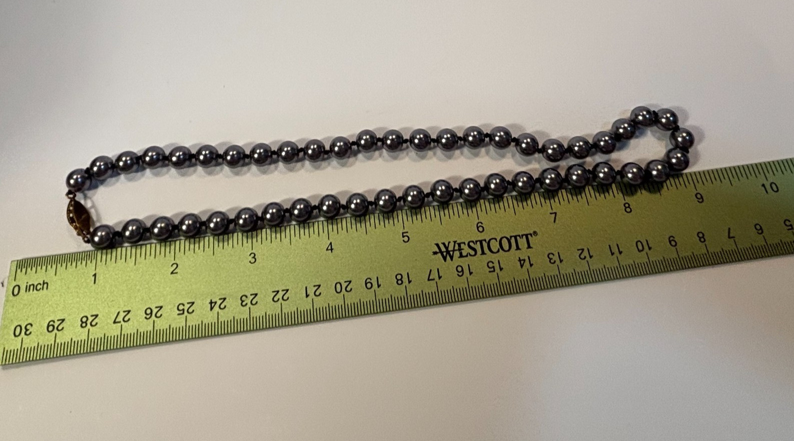 Pearl Necklace Vintage Mid Century Classic Jewelry Black Silver Tone
