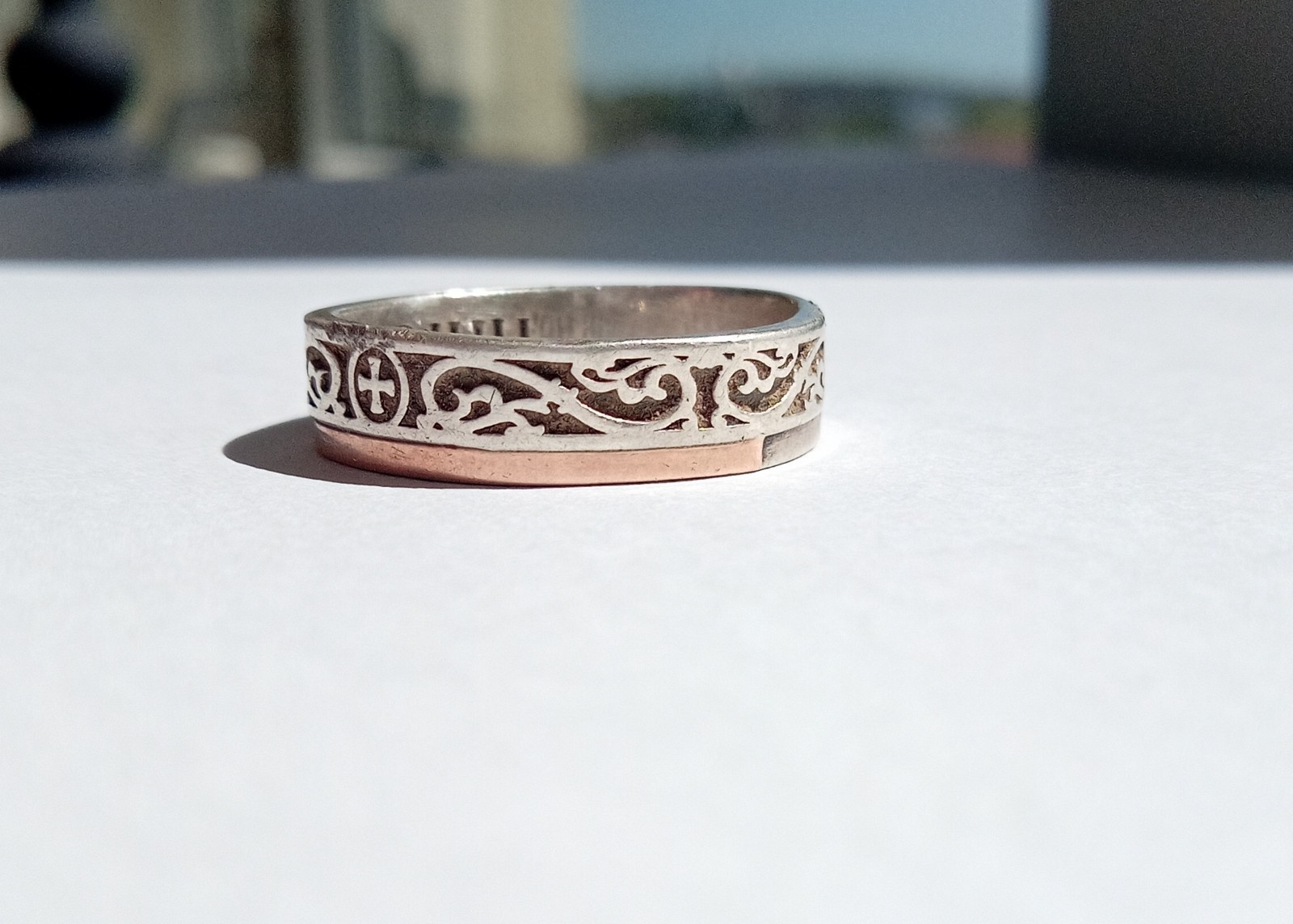Vintage Beautiful Ring Sterling Silver 925 Golg 375 test Women Jewelry size 7.25