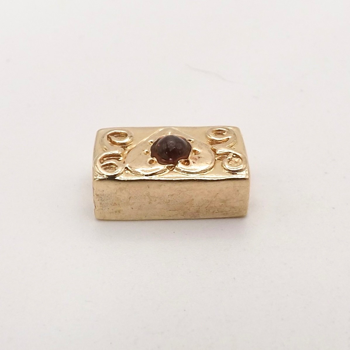 Solid 14k Gold Natural Citrine Heart Slide Bracelet Charm Vintage Designer JM