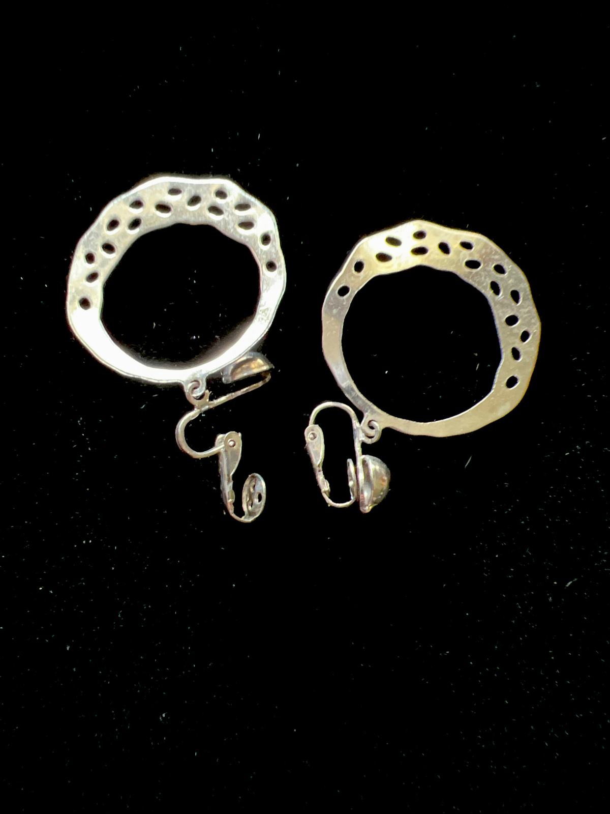 Vintage Silvertone Brown Silver Hoop Dangle Drop ClipOn Earrings Lot Of (2)