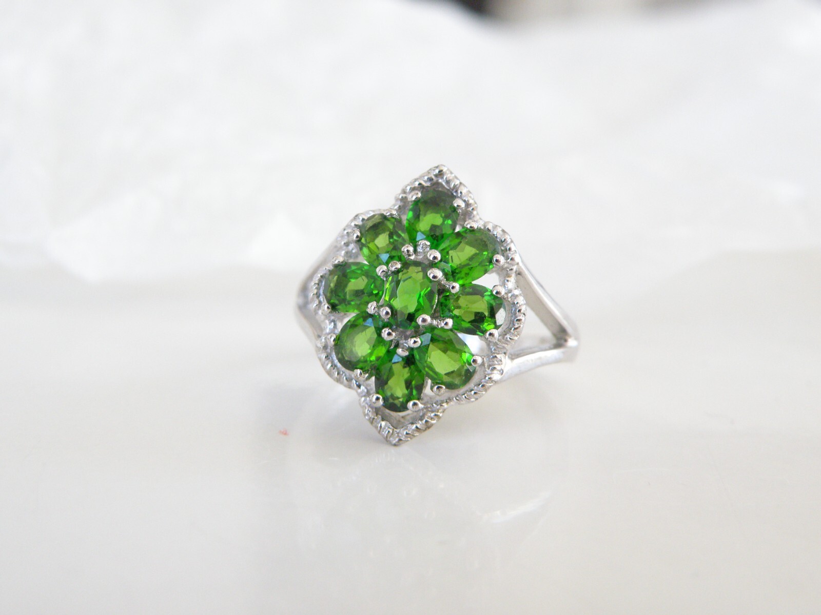 New Sterling Silver 925 Natural Chrome Diopside Pinky Ring Size 6