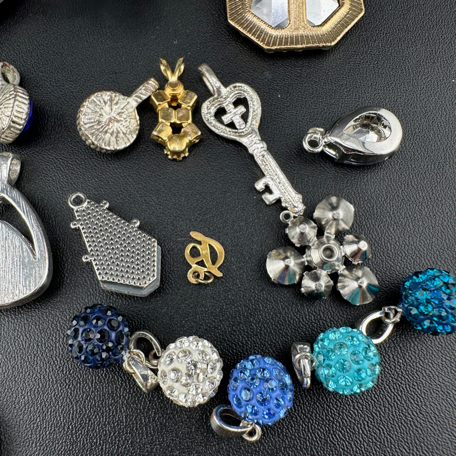 Vintage to Now Crystal Rhinestone Pendant Charm Lot of 28 Silver Gold Tone Mix