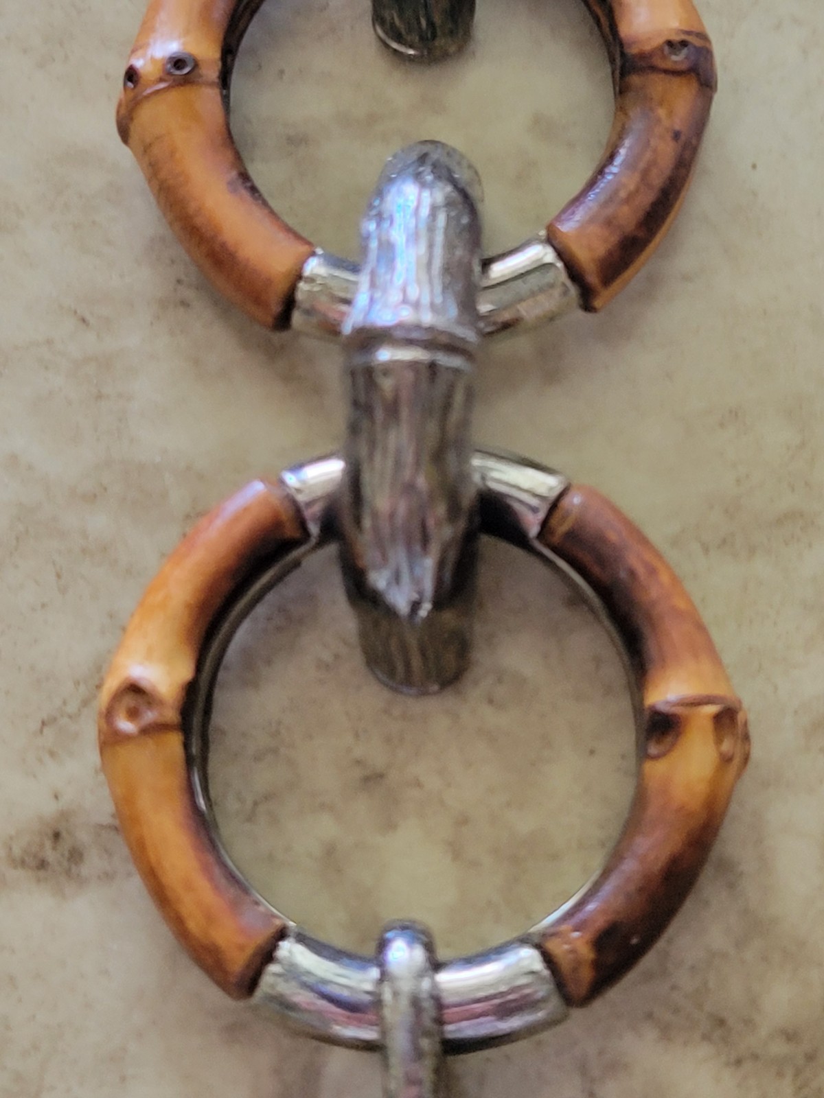 70’s Rare Vintage Gucci Bamboo Links Sterling Connector Toggle CLASP BRACELET 9″