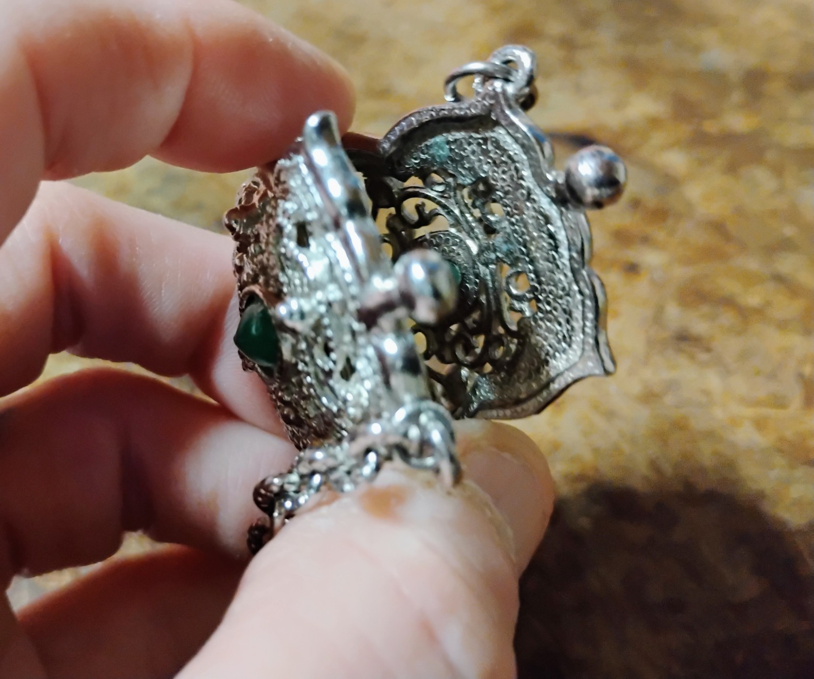 Unique Piece Silver Tone Filagree Coin Purse Not Sure If It’s A Pendant Or…