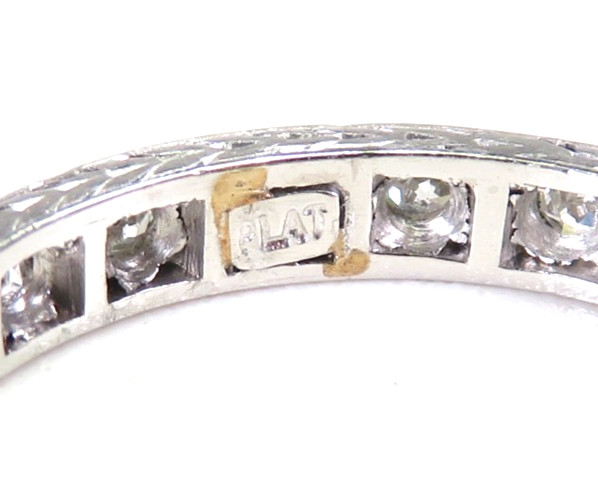 Antique Art Deco 1920’s Wedding Eternity Platinum Band Size 5.5 UK-K1/2 EGL USA