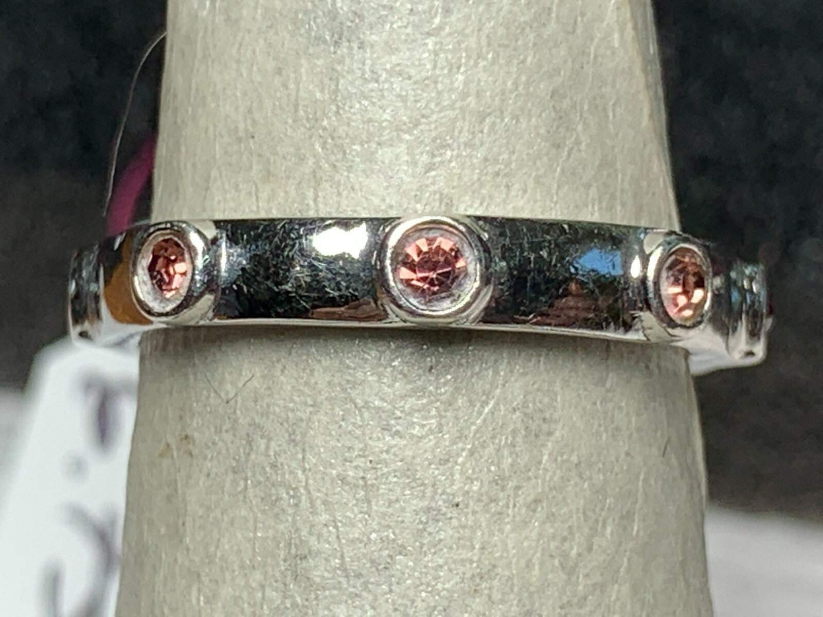 Vintage Sterling Silver 925 Ring with Peach Colored Stones Size 5.75.
