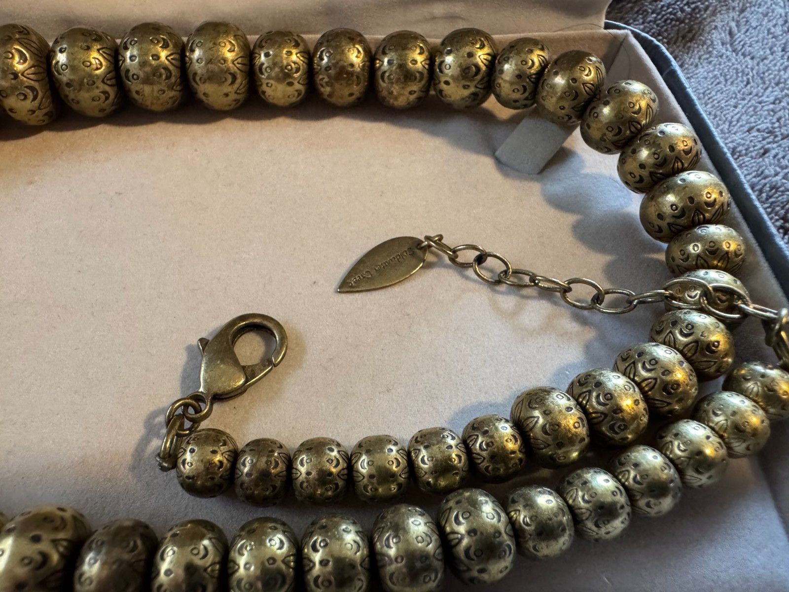Vintage Coldwater Creek Gold-Toned Metal Graduated Beads Strand Necklace w/ Case