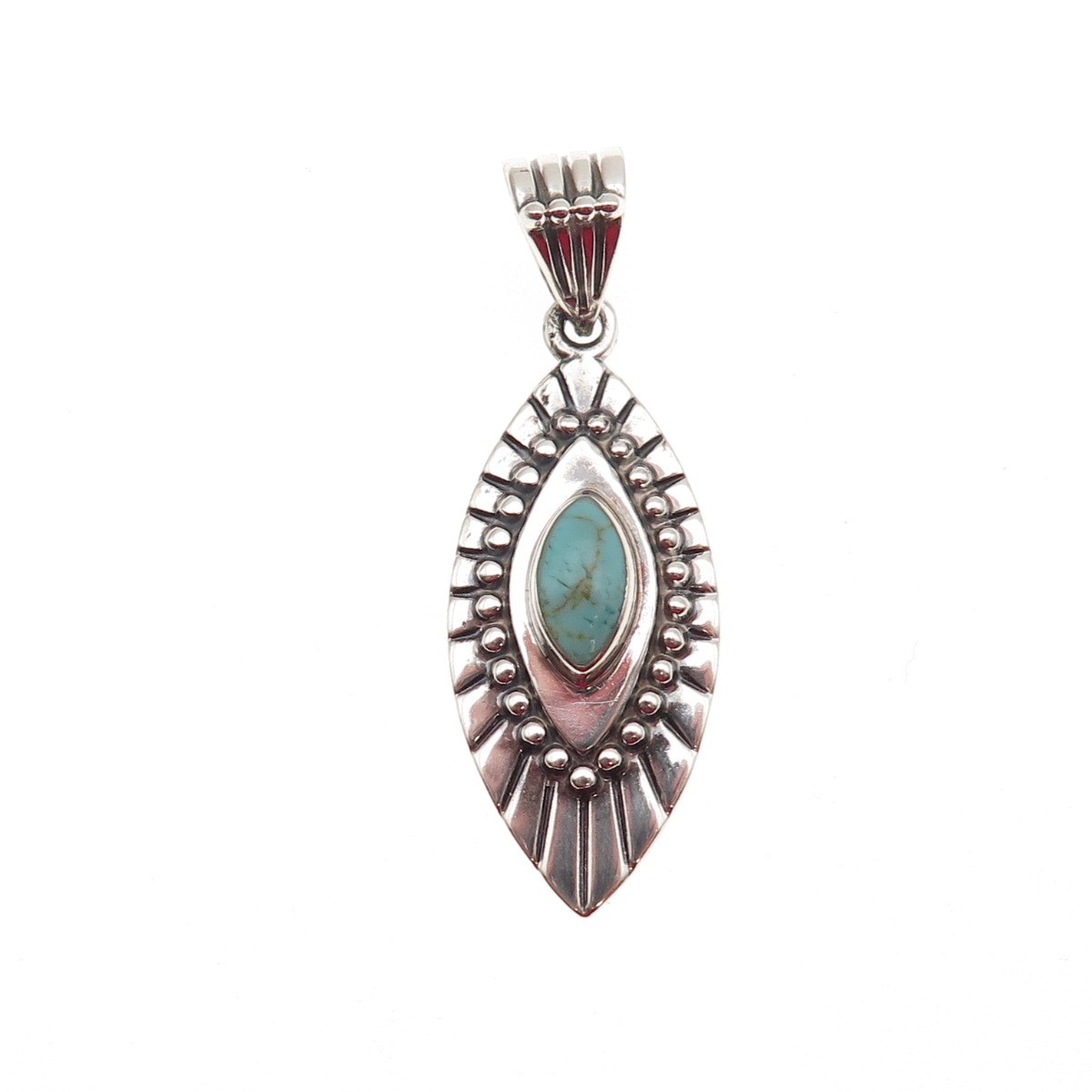 ATI Annika Witt 925 Sterling Silver Vintage Mexico Real Turquoise Charm Pendant