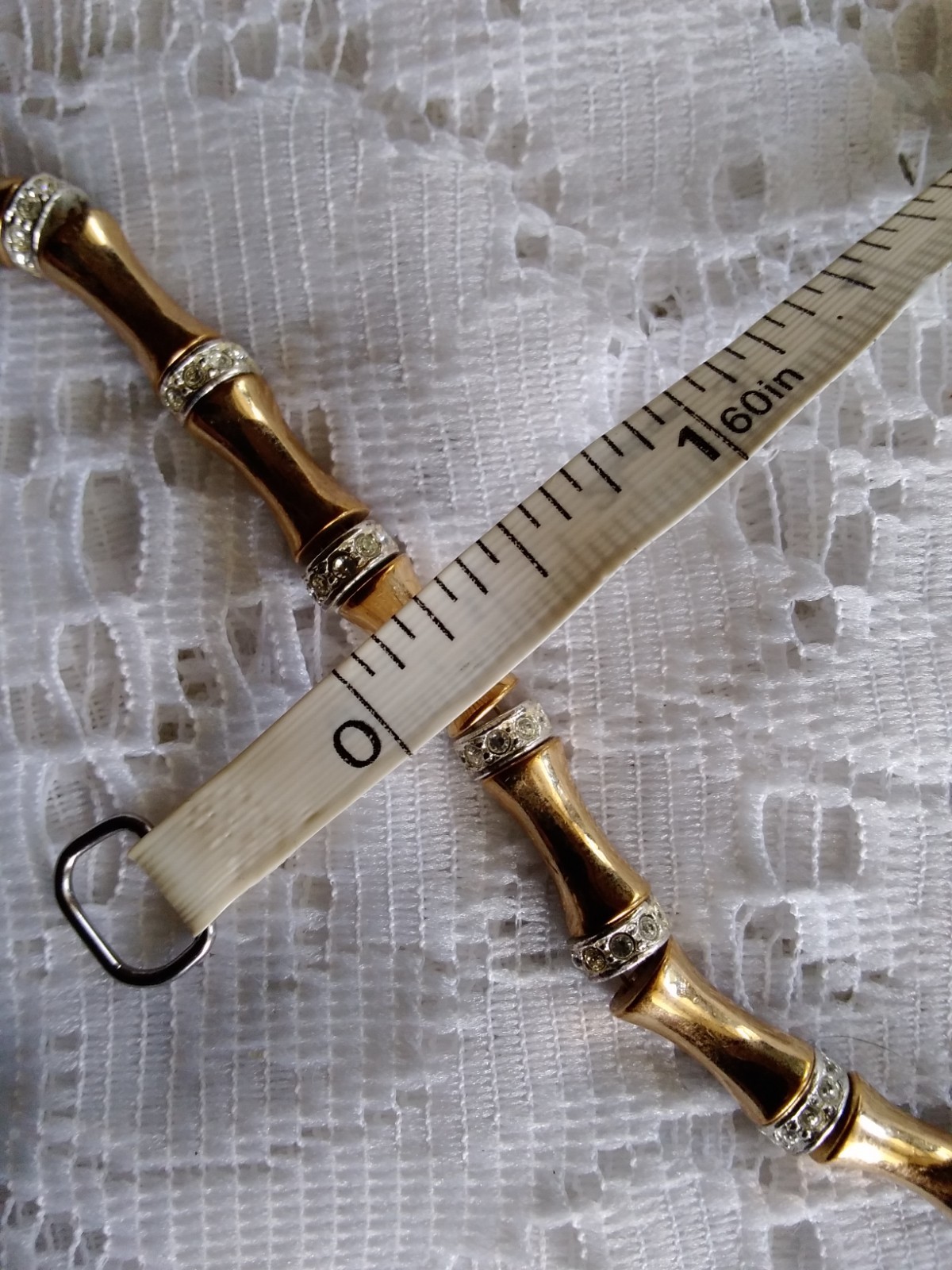 Vintage Napier Yellow Goldtone Plated Bamboo Style/Crystal Fashion 7″ Bracelet