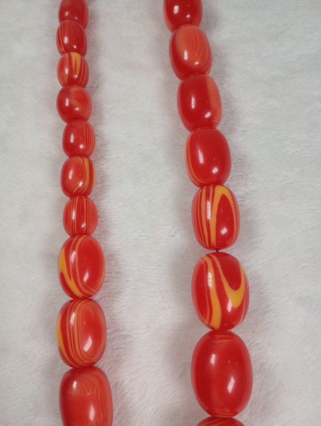 Vintage Orange Swirl Acrylic Beaded Necklace Mod Retro Statement