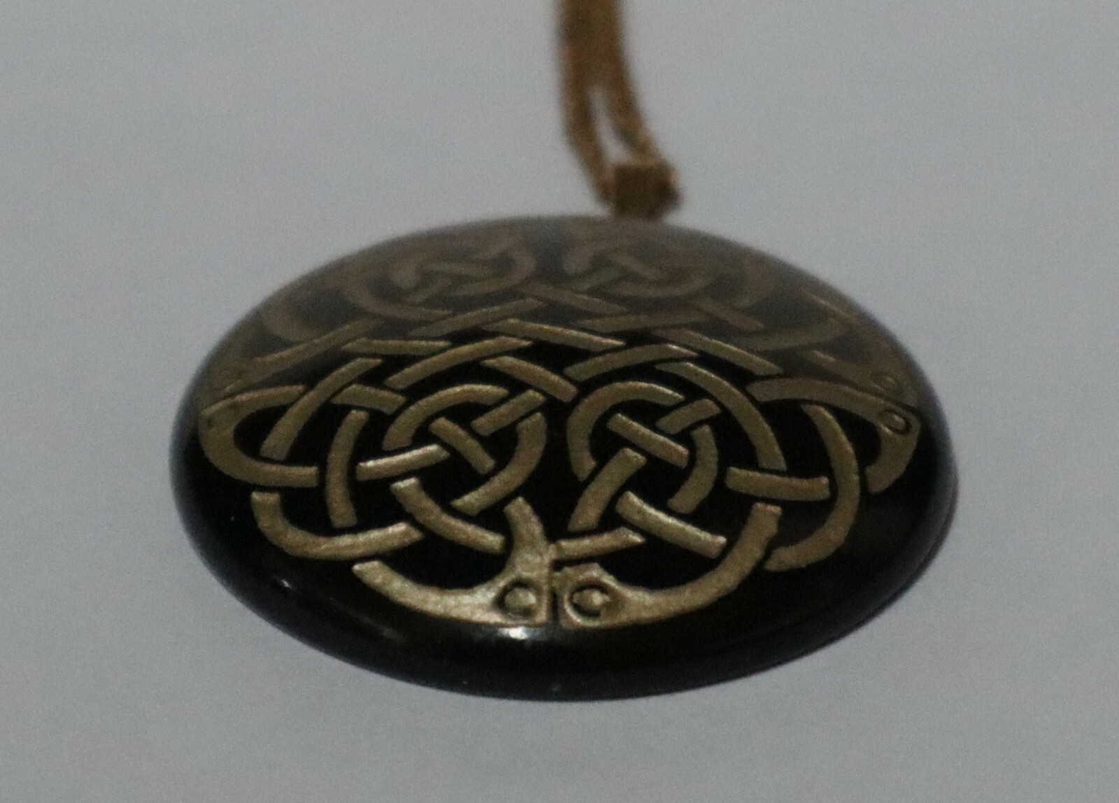 Celtic Knot Basalt Stone Hand Carved Celtic Pendant Necklace signed JOY