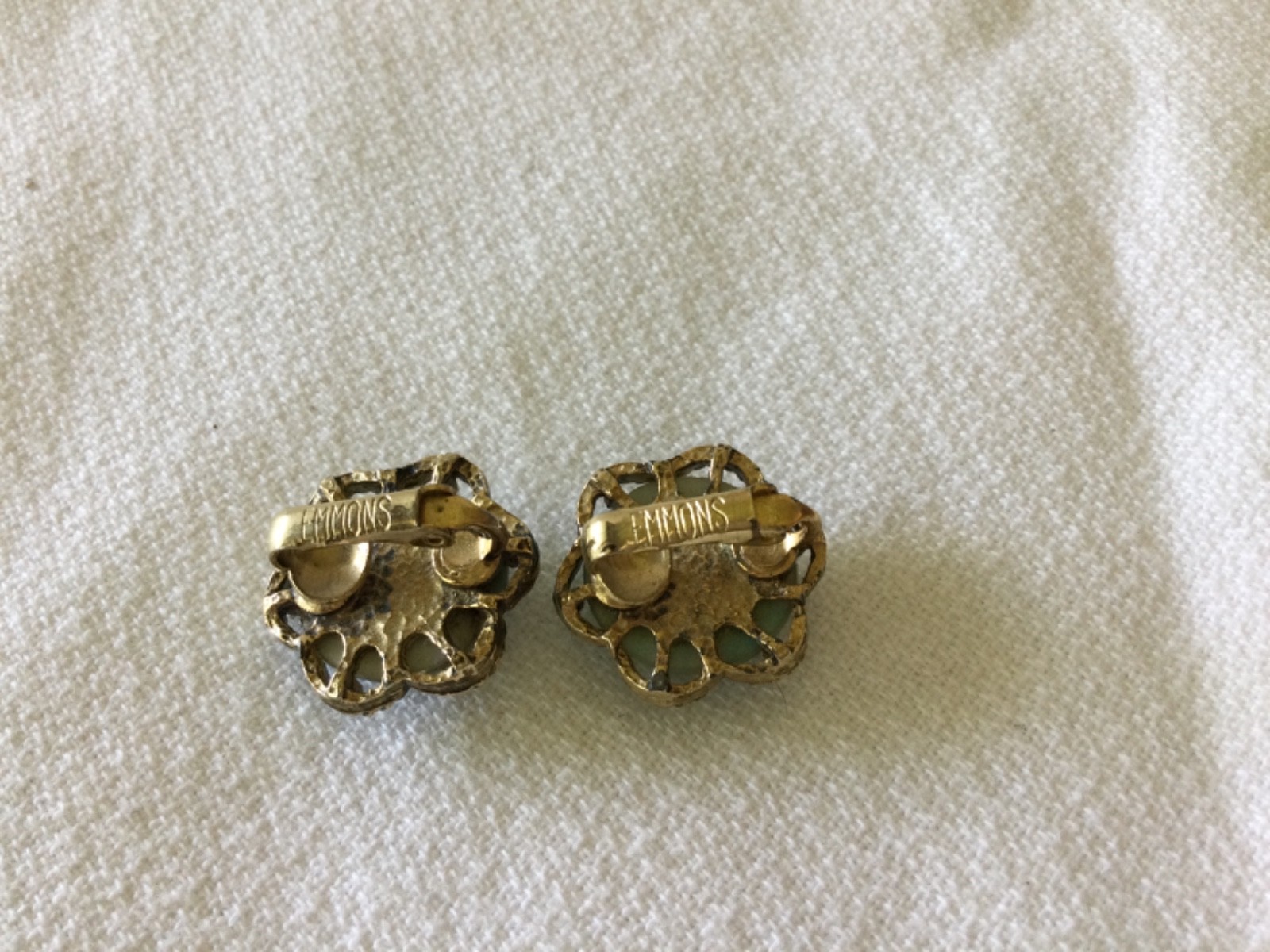 Vintage 1960s Emmons Renaissance Brooch w/ Earrings Set Faux Turquoise Gold Tone