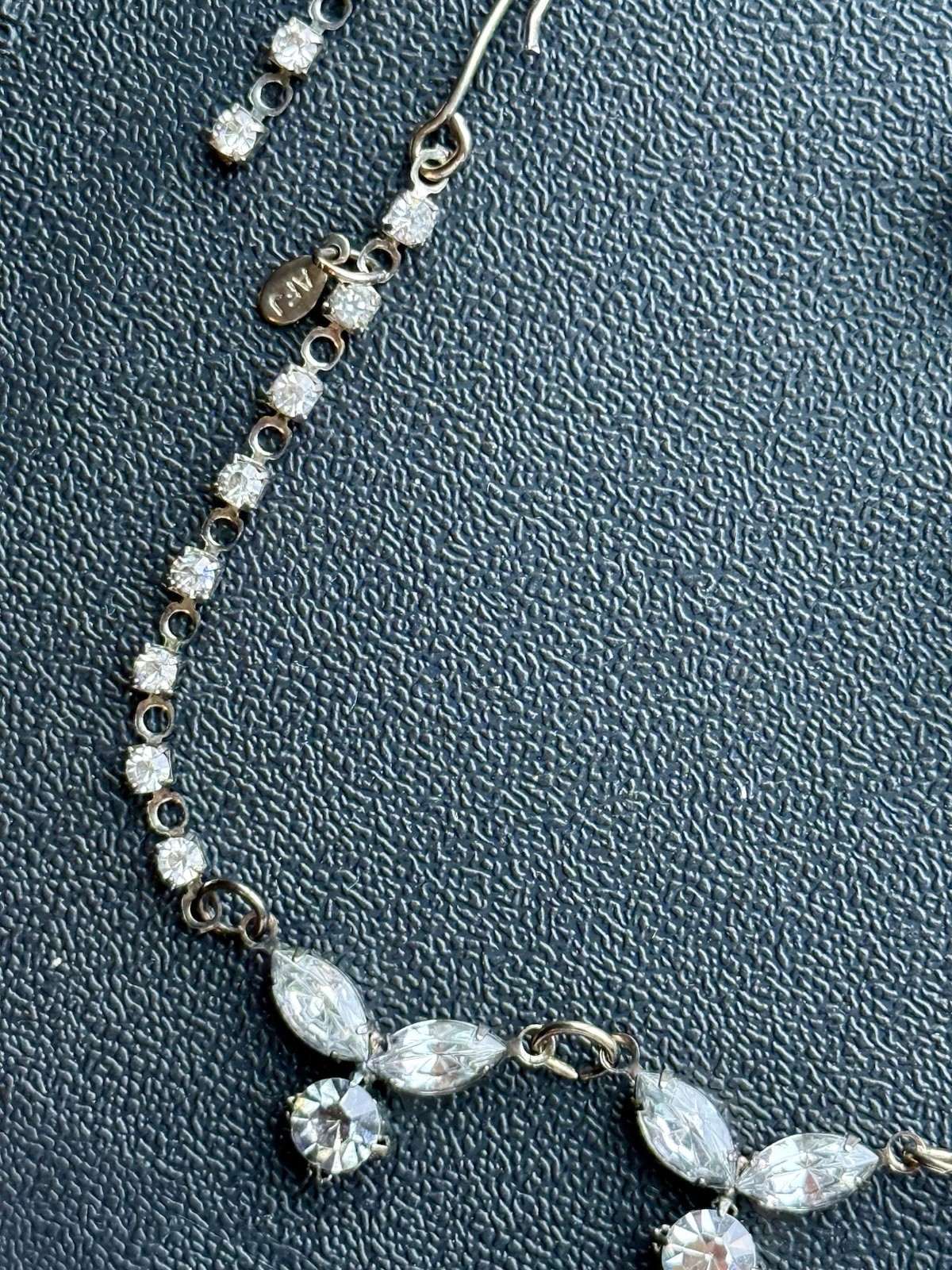 Vintage Designer Jewelry Lot Smoky Grey Rhinestone Necklace Brooch Earrings. A