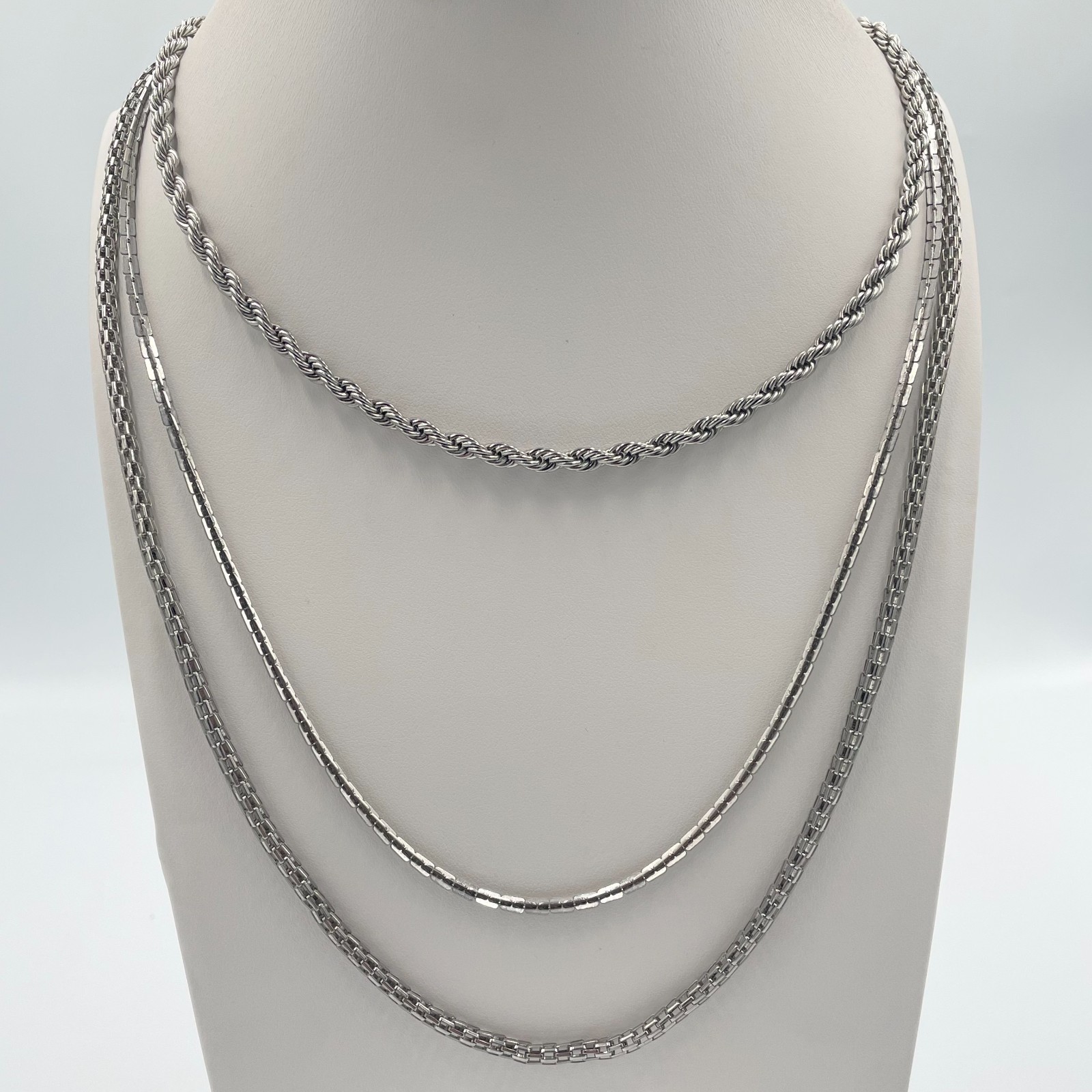 Vintage Y2K Stainless Steel Multi Strand Layered Chain Statement Necklace Retro
