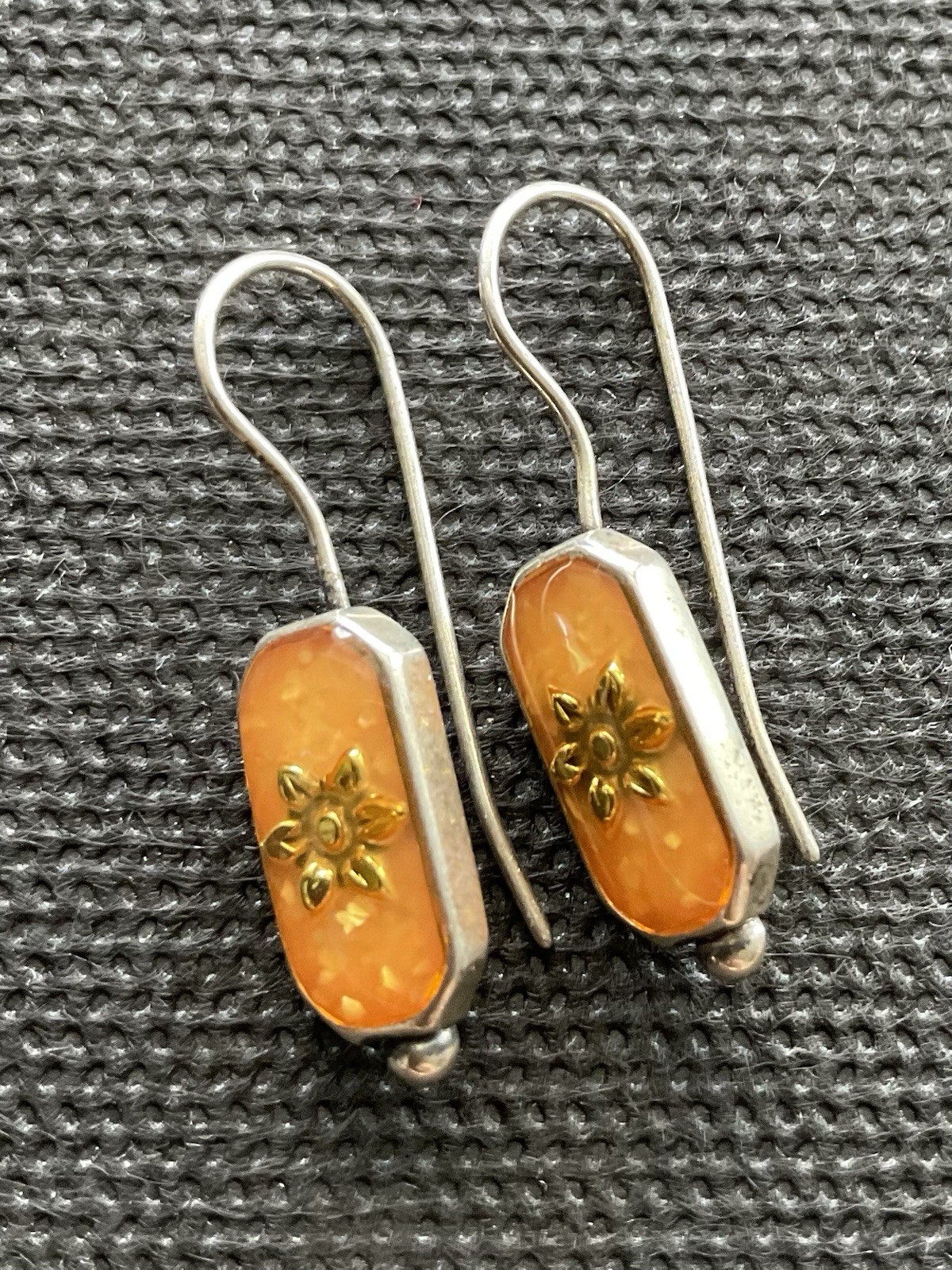 Vintage Carolyn Pollack 925 Sterling Silver Gemstone Earrings Flower Design